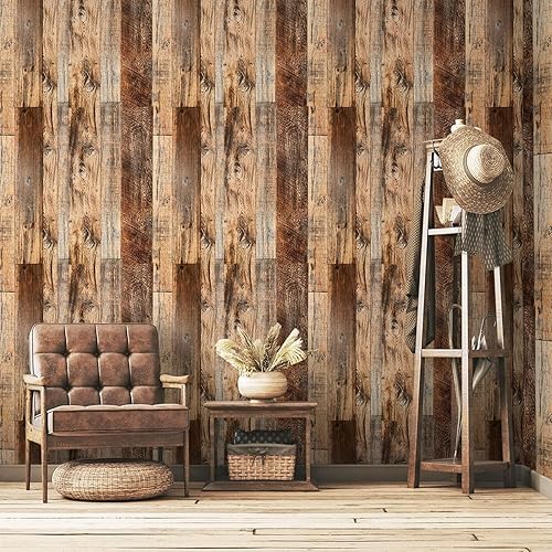 Miniatura 8 de TANONE Papel de contacto de madera para cocina, papel tapiz autoadhesivo extraíble, impermeable, papel de pared Shiplap de vinilo para armarios,