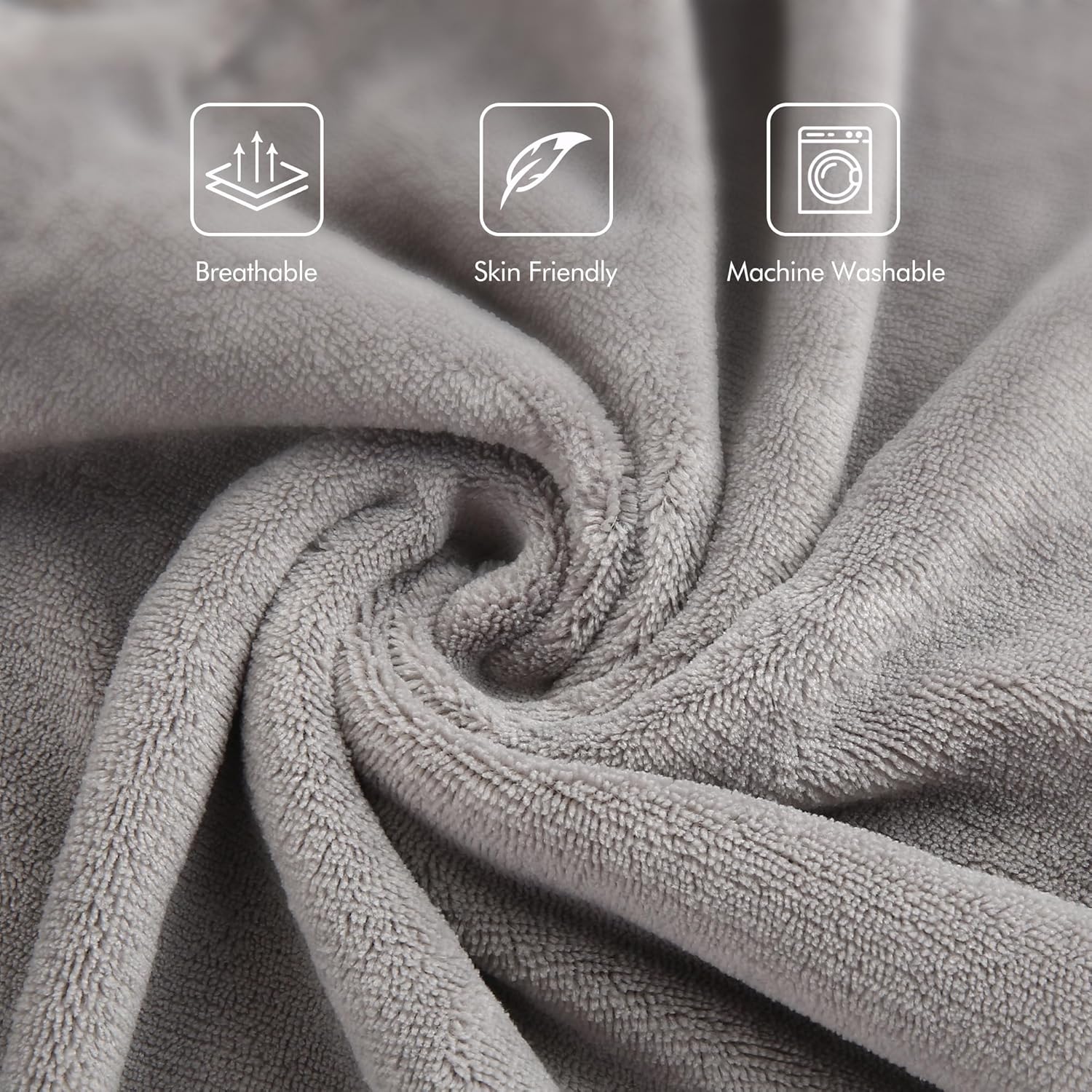 ESTINGO Heated Blanket Twin Size, Fast Heating Electric Blanket with Extremely Cozy Plush with 5 Heating Levels & 10 Hours Auto Off for Bedroom Office Couch, 62"x84", Light Gray - Image 2