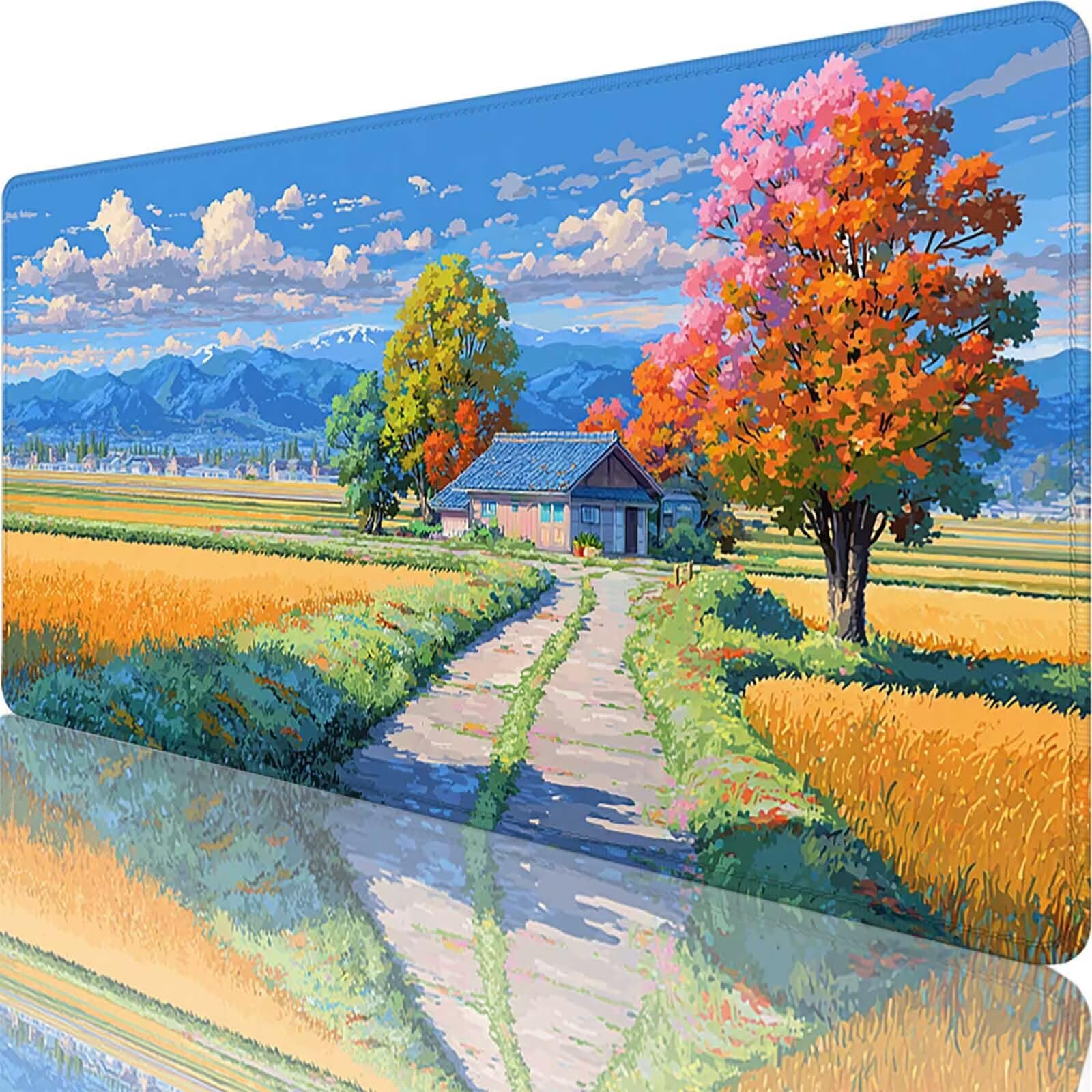 Podkładka pod mysz XXL 1600 x 800 x 3 mm, niebieska zmywalna podkładka pod mysz, krajobraz akcesoria do gier, z antypoślizgową gumową podstawą na biurko do komputera, pracy, domu, prezent dla mężczyzn