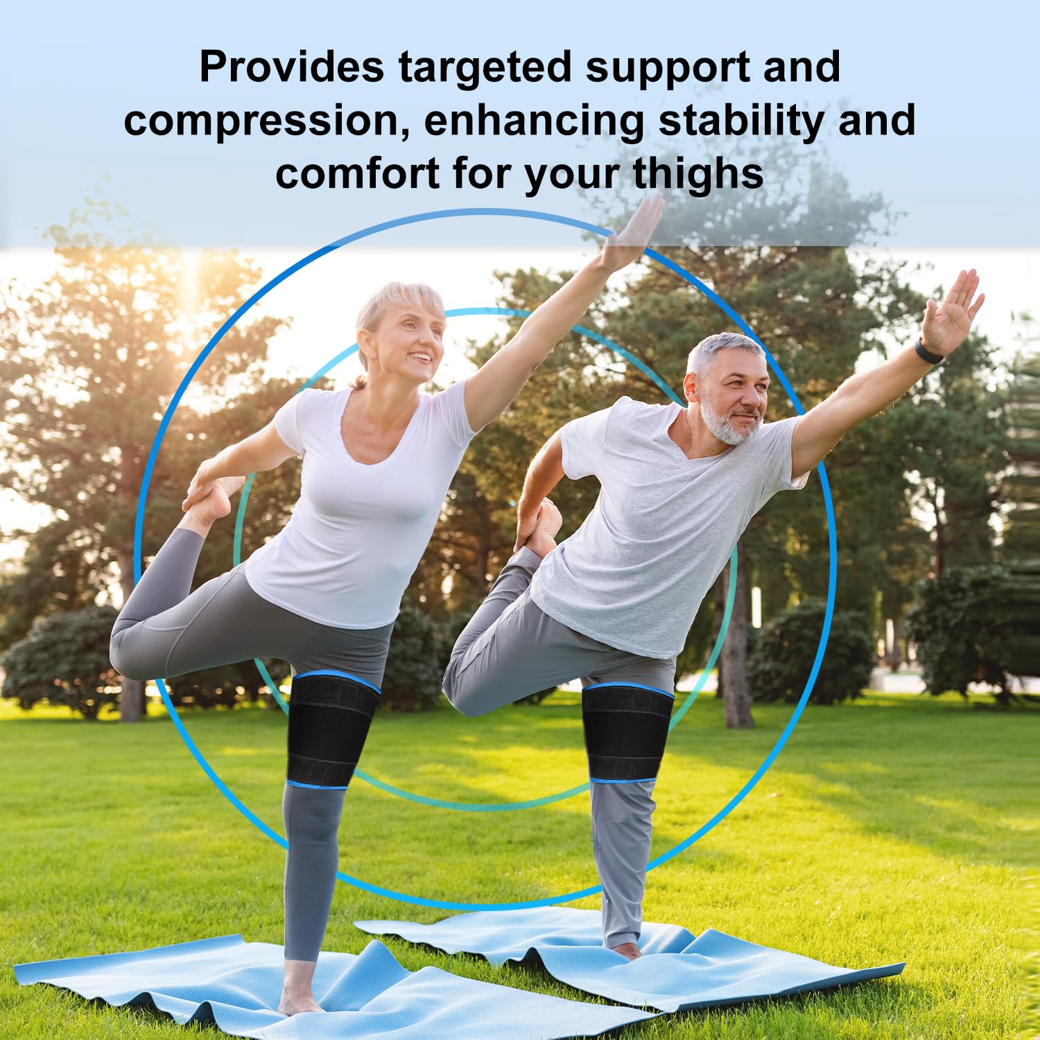 supregear Cuisse Brace Support, Néoprène Manchon de Compression pour Cuisse Blessures Musculaires, Manchon de Compression pour Ischio-Jambiers pour Homme et Femme, Bleu