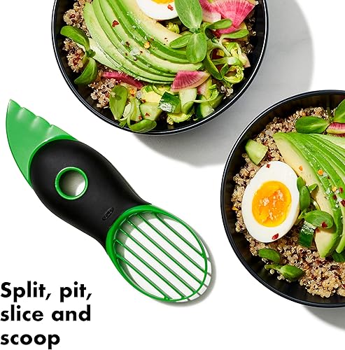 Miniatura 7 de OXO Good Grips - Picadora de verduras y cebollas con apertura de vertido fácil y rebanadora de aguacates Good Grips 3 en 1, color verde