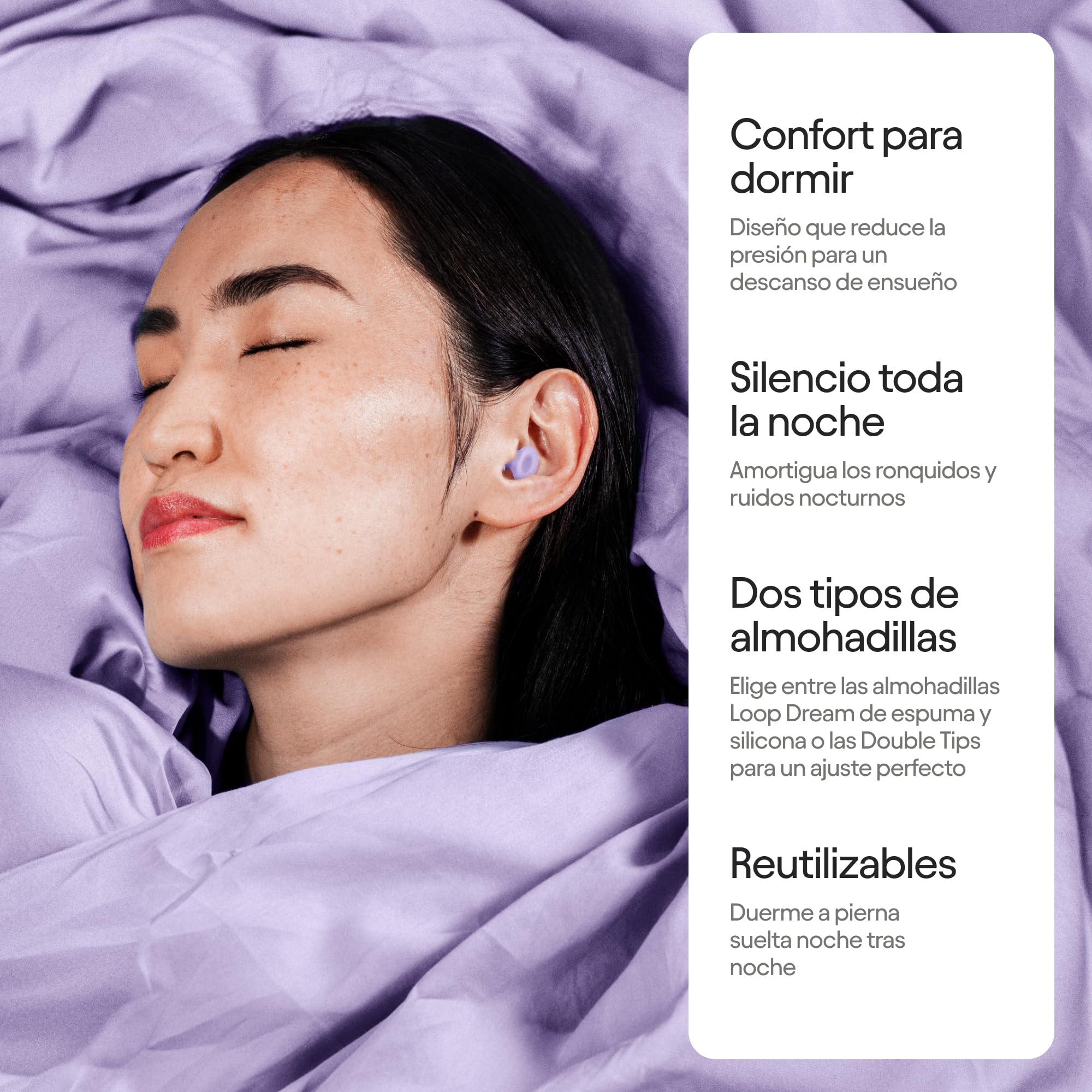 Loop Dream - Tapones de silicona/espuma viscoelástica para dormir cómodamente | Tapones para dormir que bloquean los ronquidos | Ajuste personalizable | Reducción del ruido de 27 dB (SNR)