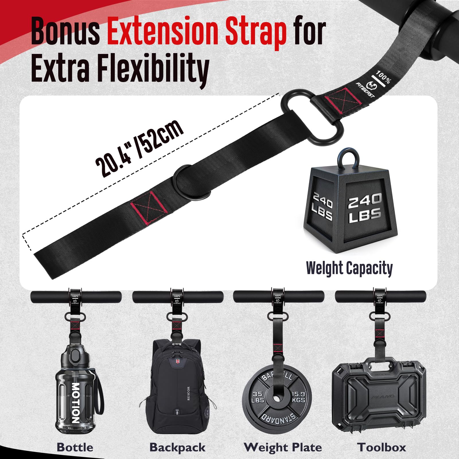 FitBeast Renfort pour avant-bras et exercice, rouleau de poignet avec poignée plus épaisse, entraîneur avec sangle réglable – Idéal pour la force de préhension, le renforcement musculaire, la