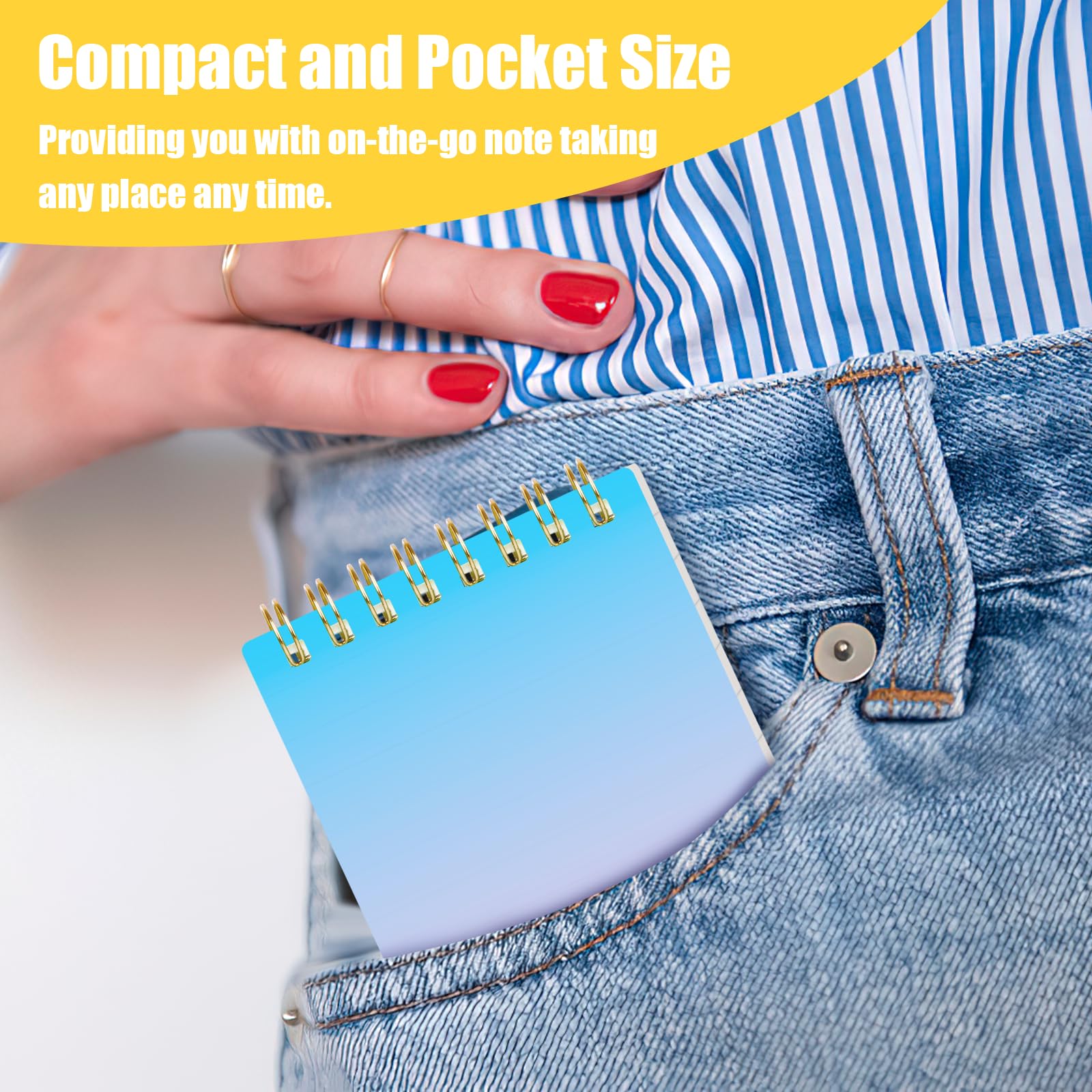 Koogel 8PCS Mini Pocket Notepads,Portable Spiral Notebooks College Ruled Notebooks Gradient Design for Women Gift Office School Supplies,7.6 x 12.7cm - Image 4
