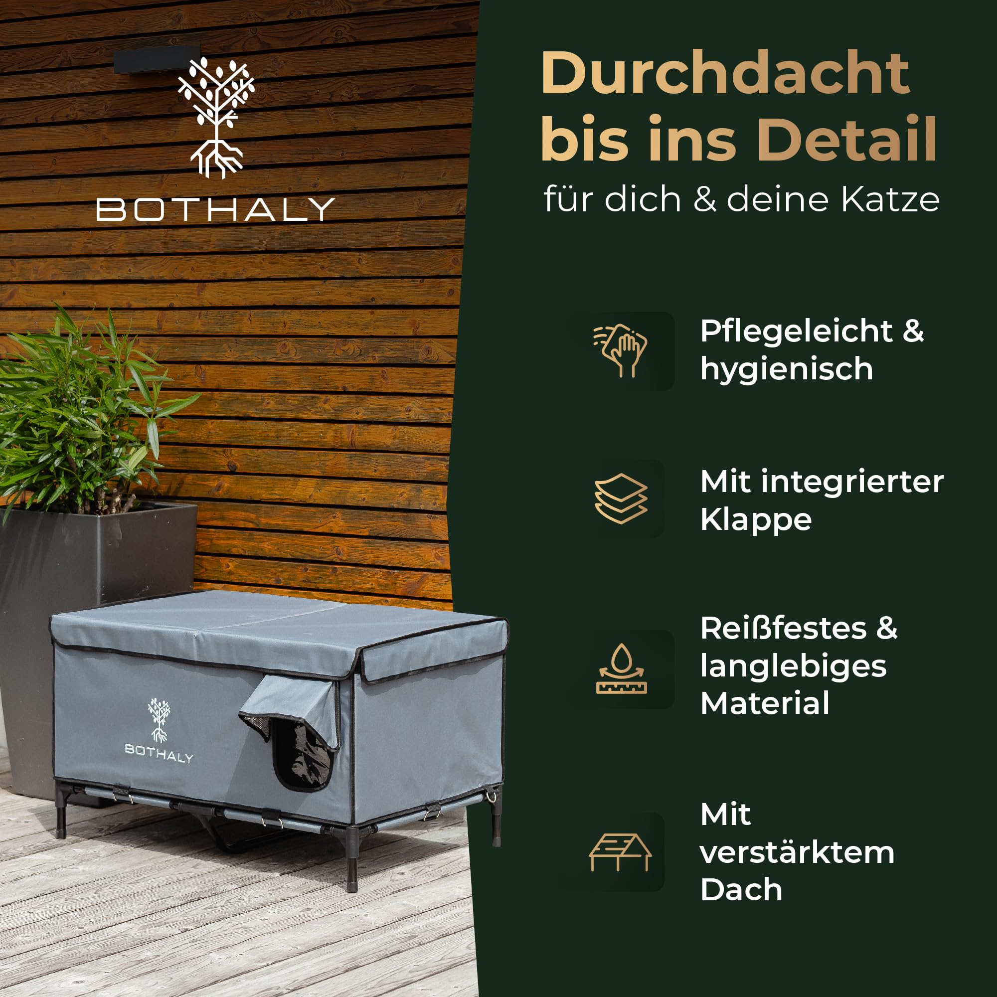 Katzenhaus Outdoor Winterfest [XXL] 2in1 Faltbar Katzenhöhle für Garten, Reisen, als Hundehütte Outdoor, Hundehöhle, Indoor, Isoliert, Wetterfest