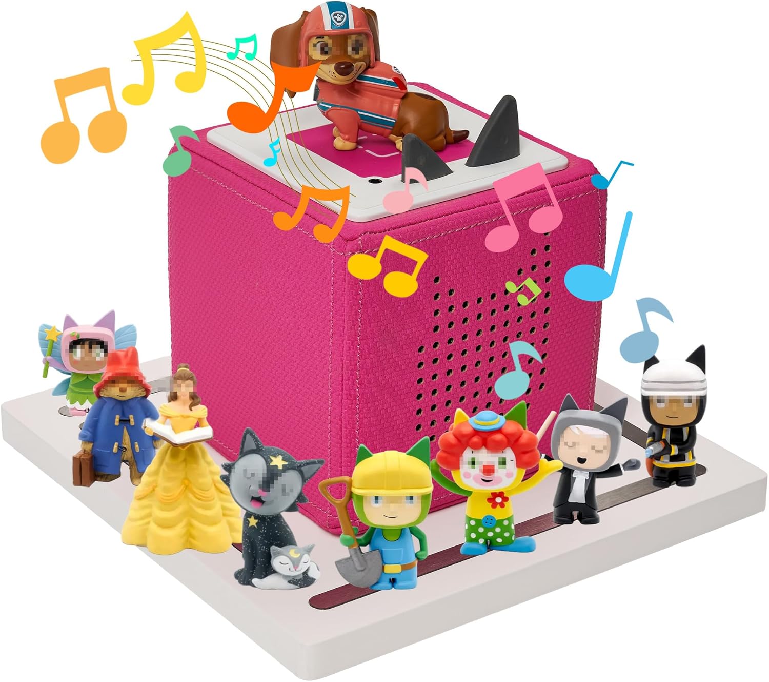 for TonieBox 2/1 Square Tonies Storage Shelf,Tonie Shelves Magnetic with Pine Wood Organizer Figures 12-30 Characters Compatible Charging Station Tonies Box Shelf for Kid's Room(White)