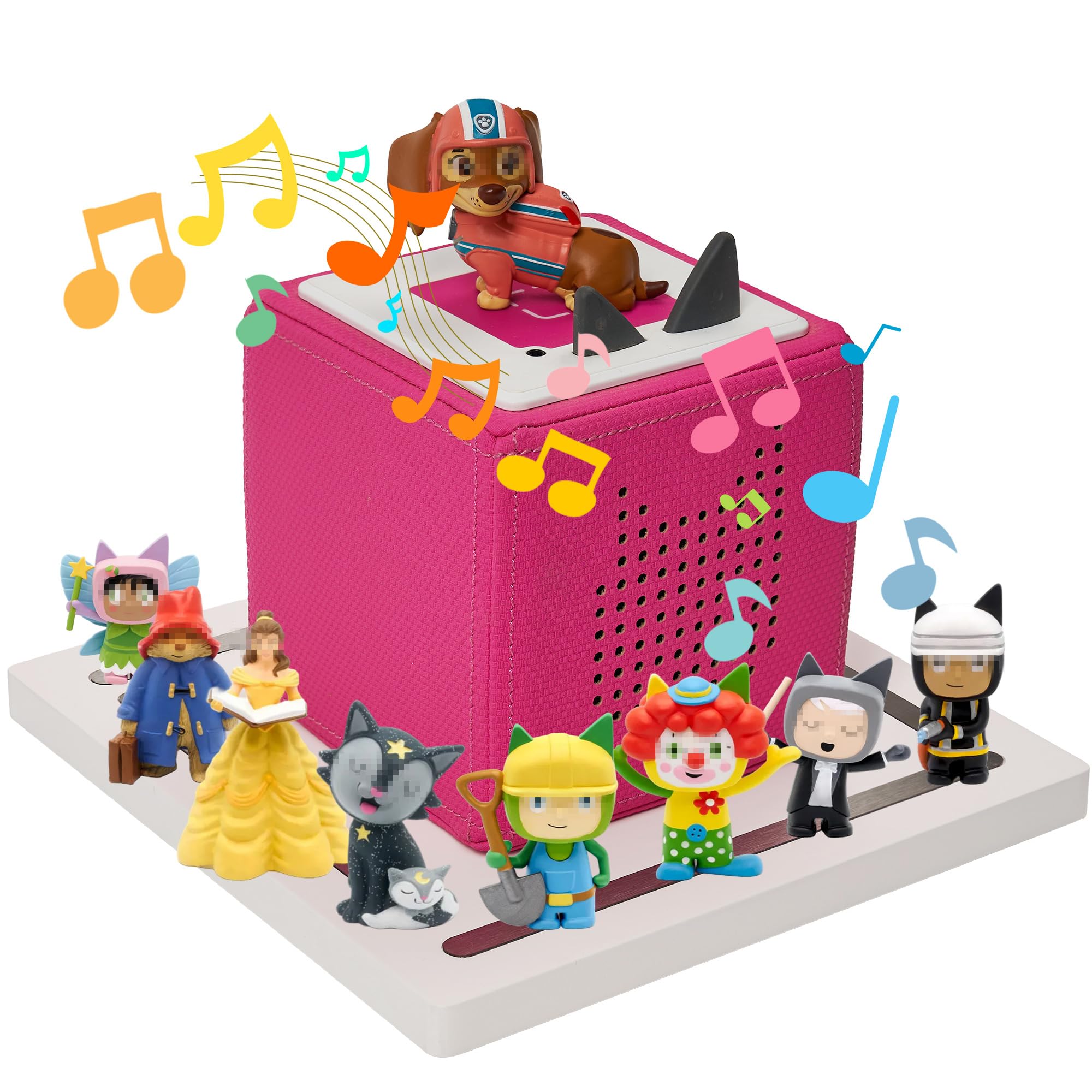 Gieanoo for SquareTonie Box Shelf,Compatible with Toniebox 1 and 2 White Tonie Magnetic Pine Wood Storage Shelf uesd for Desk or Floor Tonies Holder Display Shelf for 12-20 Characters for Kid's Room