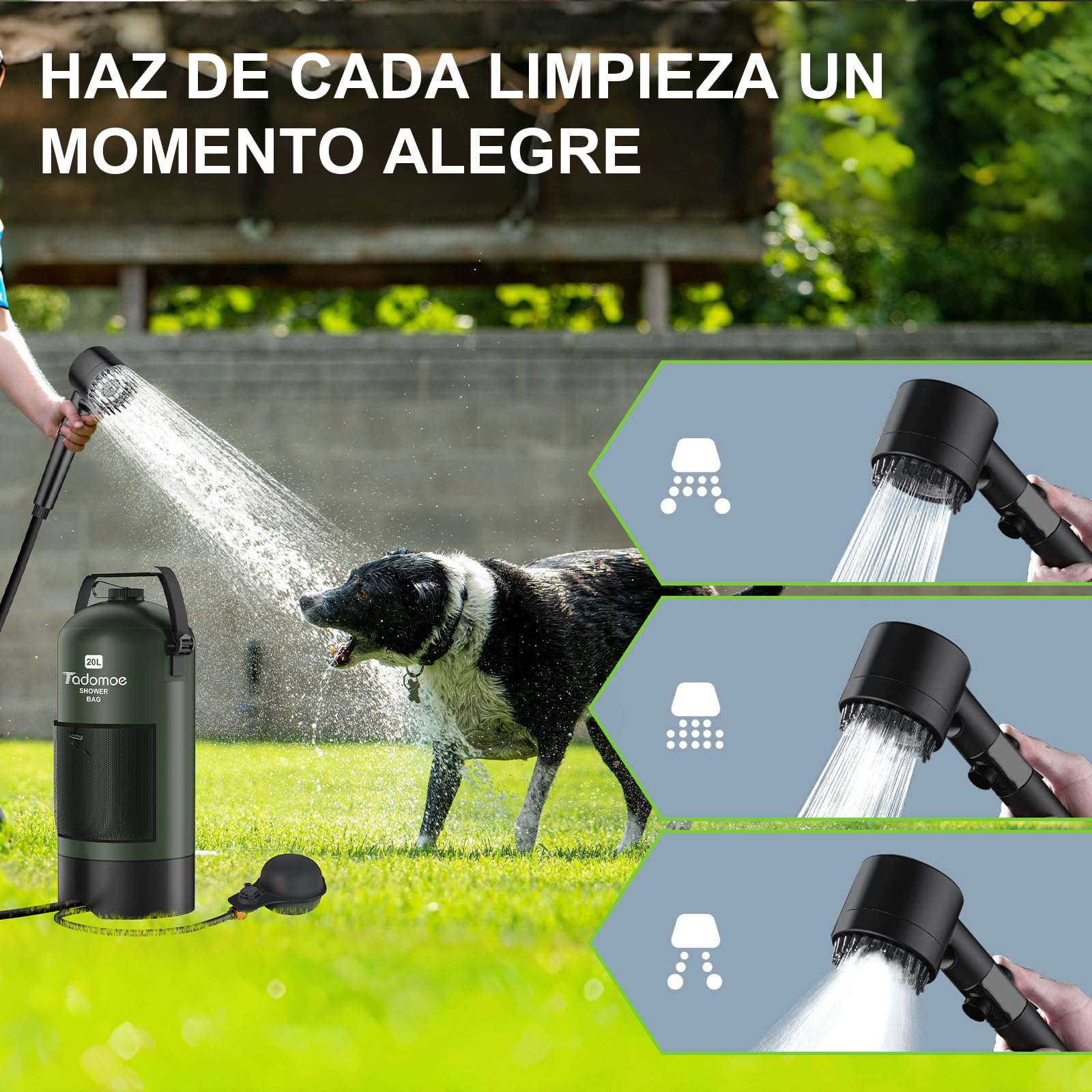 20L Ducha Camper Portatil con Bomba de Aire de Pie, Bolsa Ducha Camping con Boquilla Práctica para Camping, Senderismo y Playa