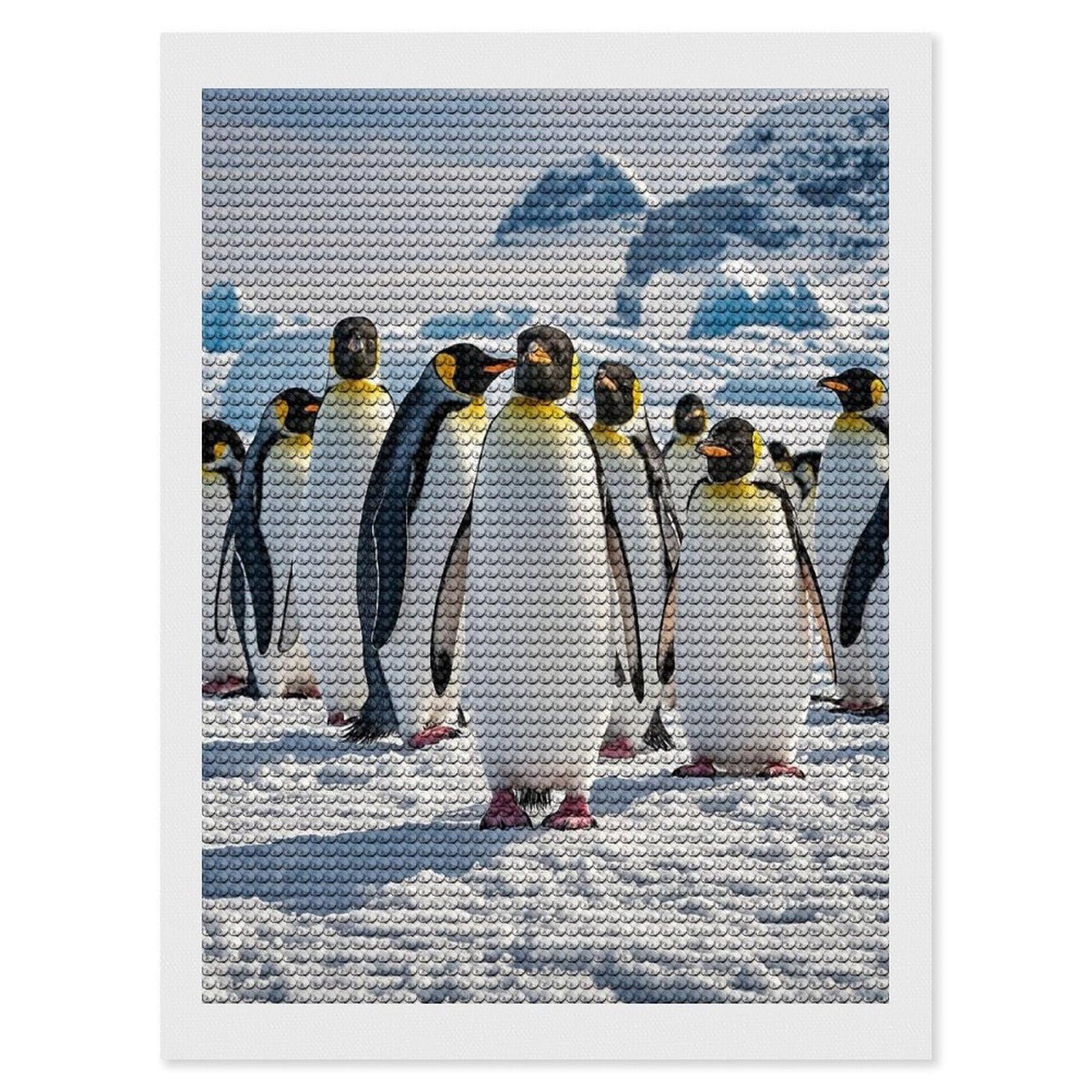 FekiLoot Cute Penguin Diamond Painting Kits for Adults Full Round Drill Diamond Art Kits for Beginners 5D DIY Diamond Dots Paintings Diamonds Pictures Gem Art Home Wall Decor 12"x16"