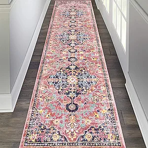 Pauwer Boho Hallway Runner Rug 2x8 Washable Entryway Area Rugs Non Slip Farmhouse Vintage Floor Mat Carpet Runner for Hallways Laundry Room Kitchen Bathroom Bedroom