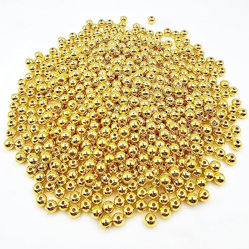 Amaney 500 cuentas redondas lisas de 0.236in de oro espaciador de bolas sueltas para pulsera de joyería artesanía