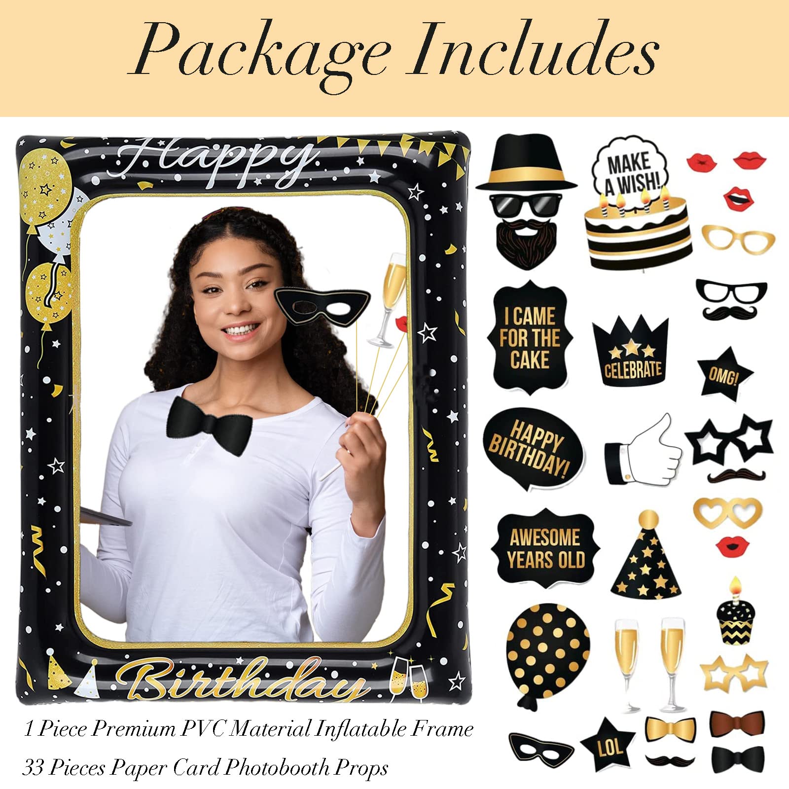 ENUTROF Cadre Photo Gonflable Photobooth avec Accessoires de Photomaton pour Femme et Homme Décoration de Fête Mariage Selfie 71 x 58cm