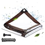 EMEKIAN Clear Thicken Waterproof Tarp, 6.5 x 6.5 FT Rainproof Covering, Heavy Duty Anti Tear Tarp with Grommets, Windproof and Snowproof Poly Tarpaulin for Patio, Plants, Henhouse, Garden, Porch