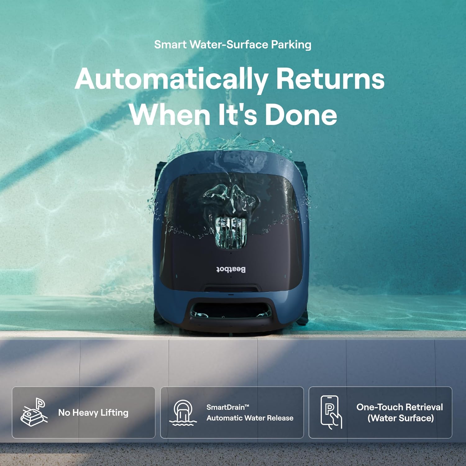 (2026 New) Beatbot Sora 30 Pool Vacuum Robot, 4-in-1 Cleaner with Shallow-Area Cleaning, 6800GPH Power, Smart Surface Parking, 5L Capacity for Above & In-Ground Pools Up to 3229 sq. ft, Deep Blue