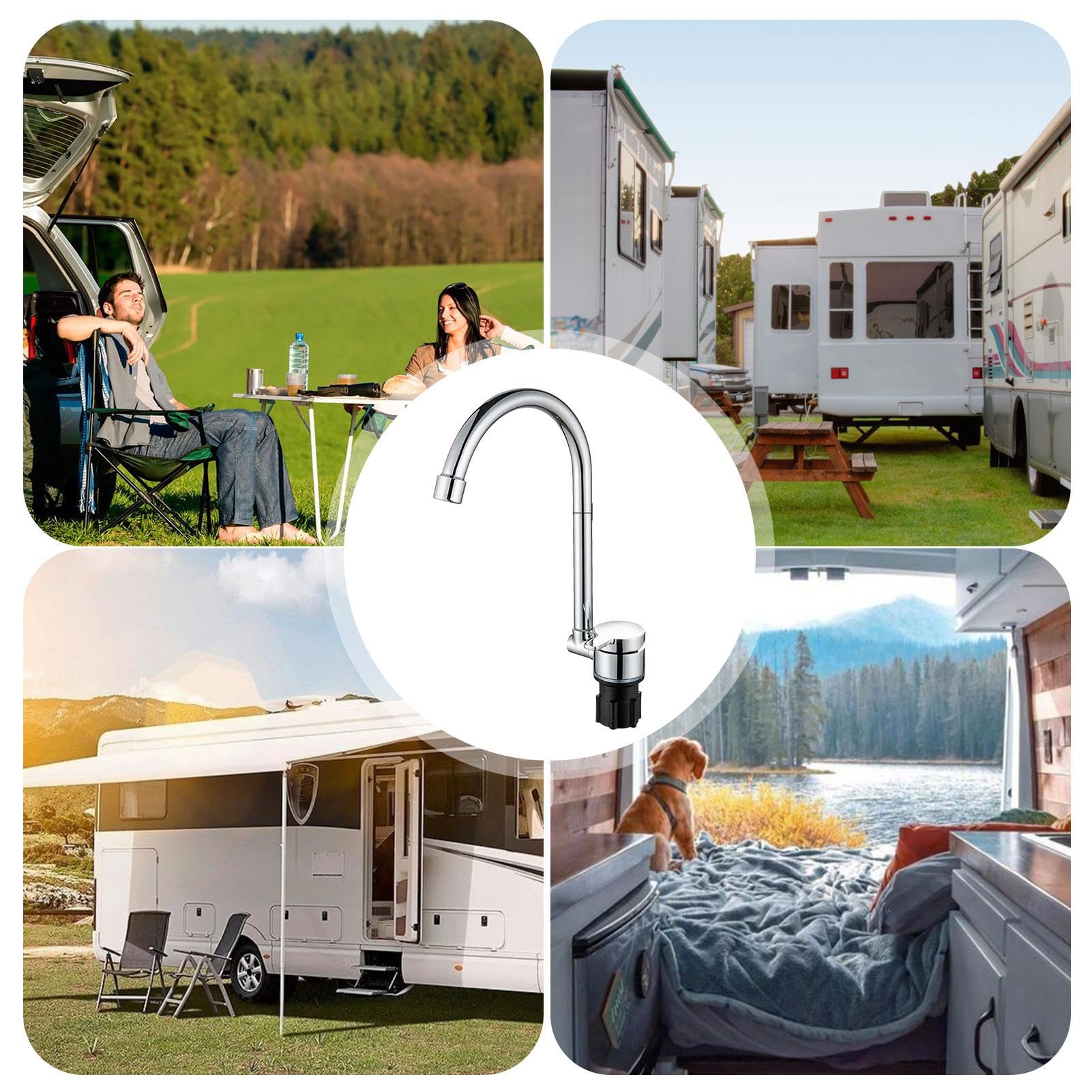 Grifo plegable para autocaravana – Grifo cromado inoxidable con construcción de latón, equipo para barcos, yates, casas de barcos, caravanas, caravanas Tristo
