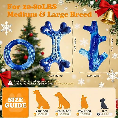 Miniatura 2 de Furdog Juguetes indestructibles para perros masticadores agresivos, paquete de 3, juguetes resistentes para perros grandes, juguetes masticables