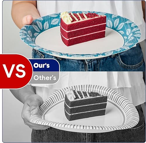 Miniatura 6 de JOLLY CHEF Paquete de 140 platos de papel desechables de 10 pulgadas, platos de papel impresos resistentes para uso diario, a prueba de remojo, a