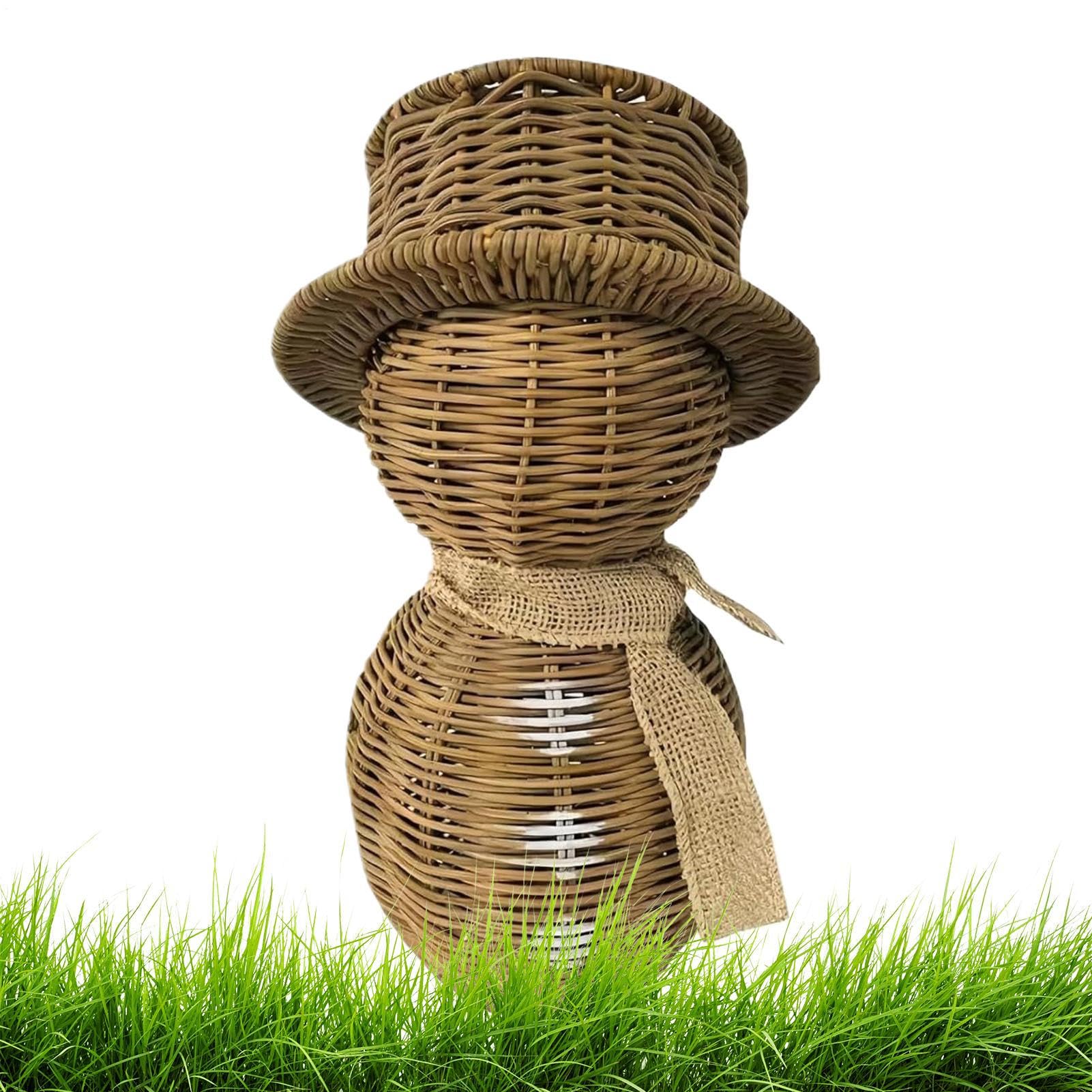 Statuine di Pupazzo di Neve Centrotavola In Rattan Finto