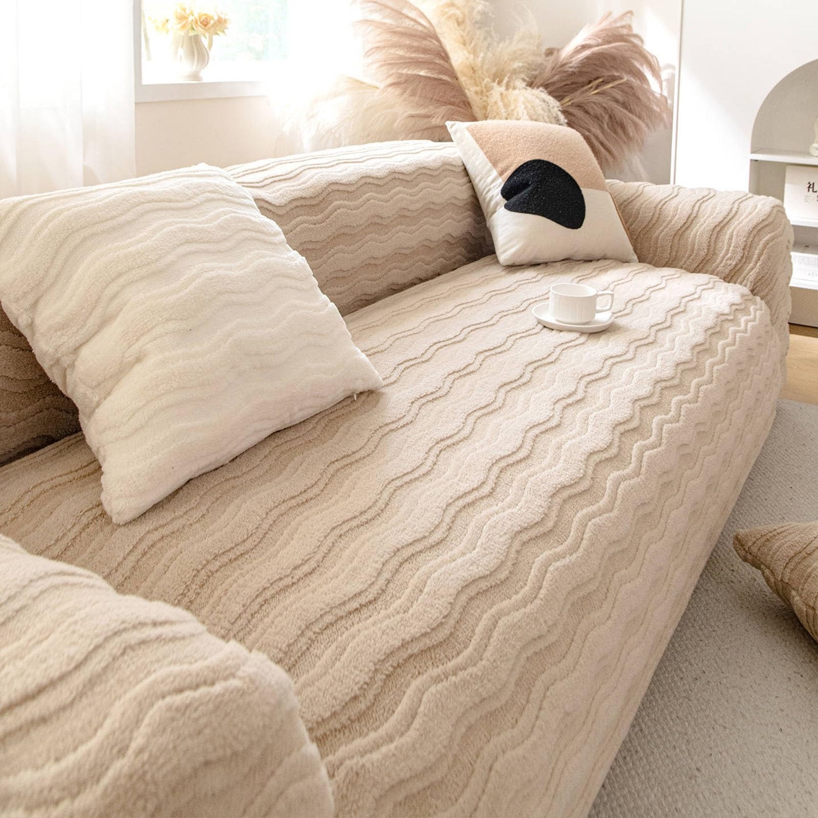 Housse de canapé extensible jacquard 5 places haute protection