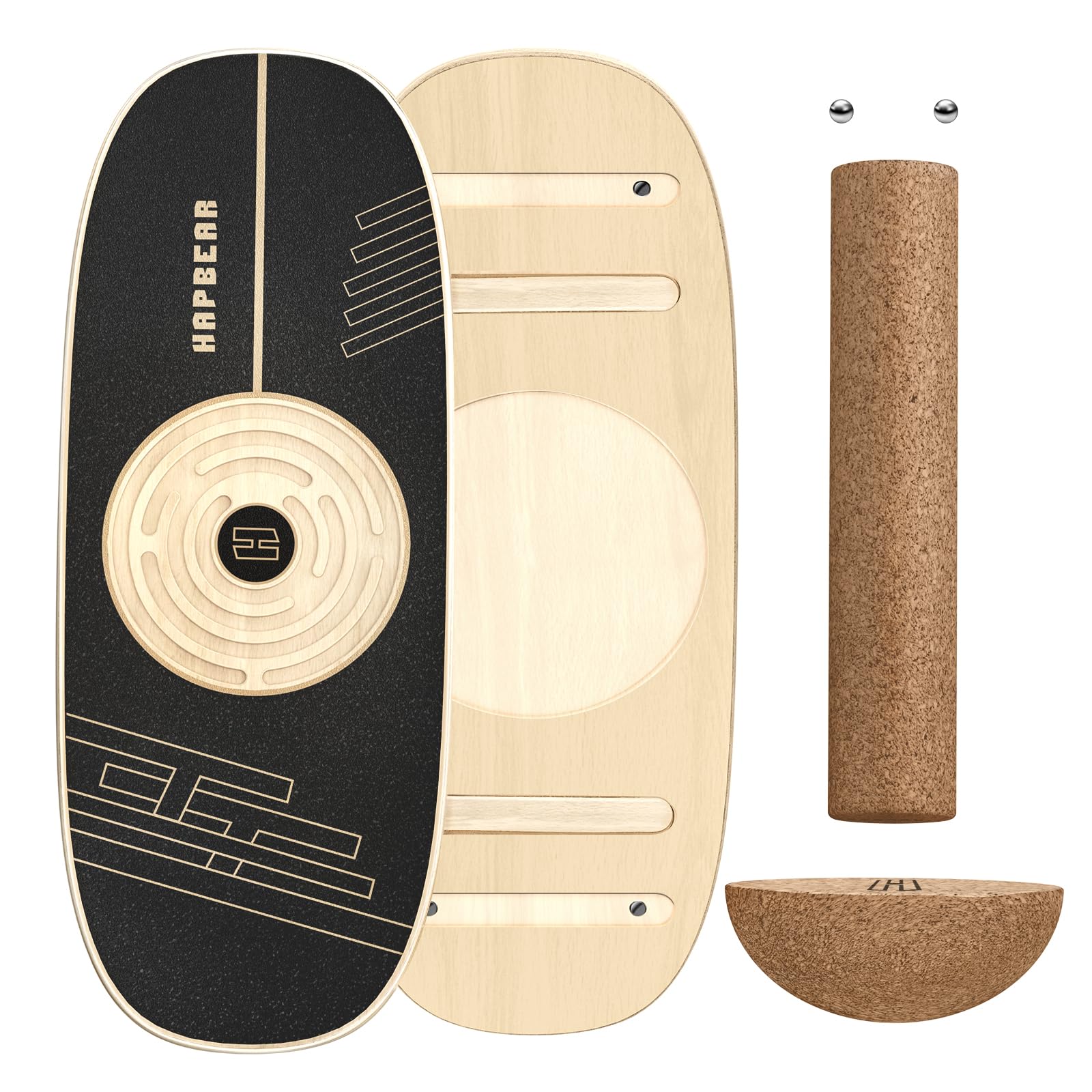 HAPBEAR Planche d'Équilibre Oscillante 6 Modes avec Butées Réglables,Planche d'Équilibre à Plusieurs Niveaux pour l'Entraînement Surf,la Concentration,le Contrôle de l'Équilibre et la Kinésithérapie