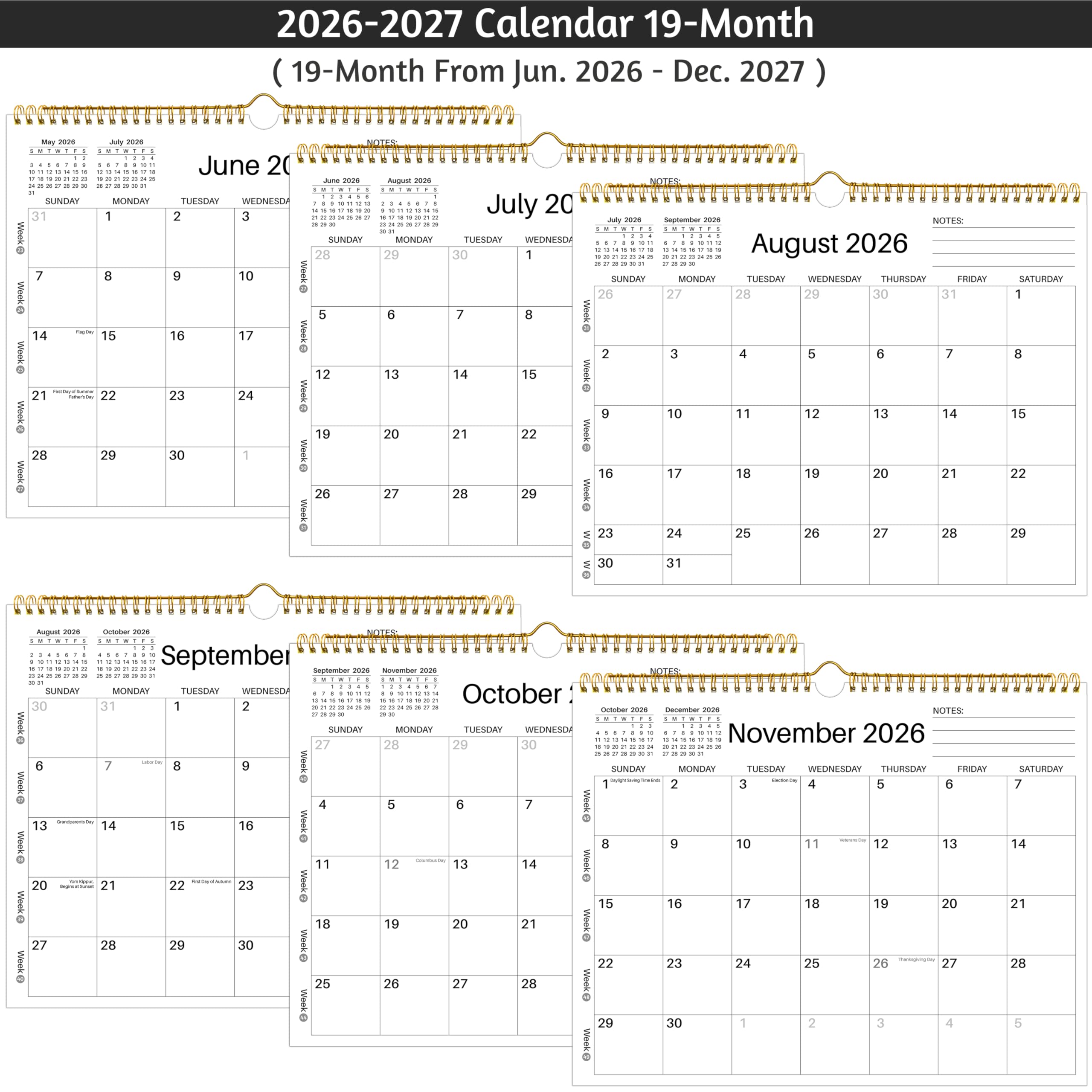 Wandkalender 2026-2027 weiß