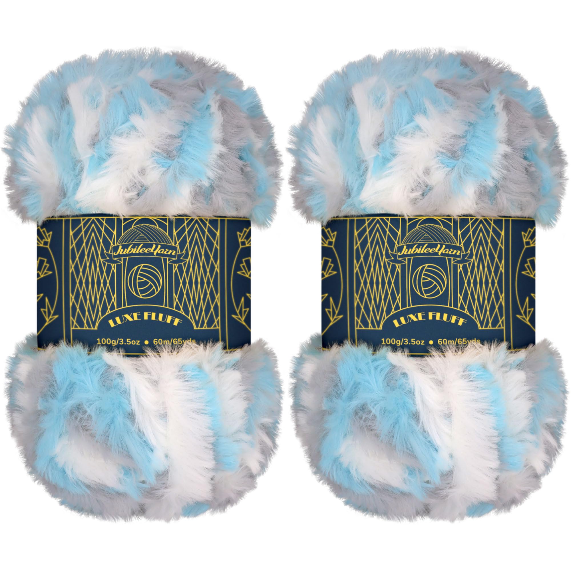 BambooMN Chunky Fluffy Faux Fur Eyelash Yarn - 100% Polyester - 100g/Skein - 2 Skeins - Heron, 10 Heron