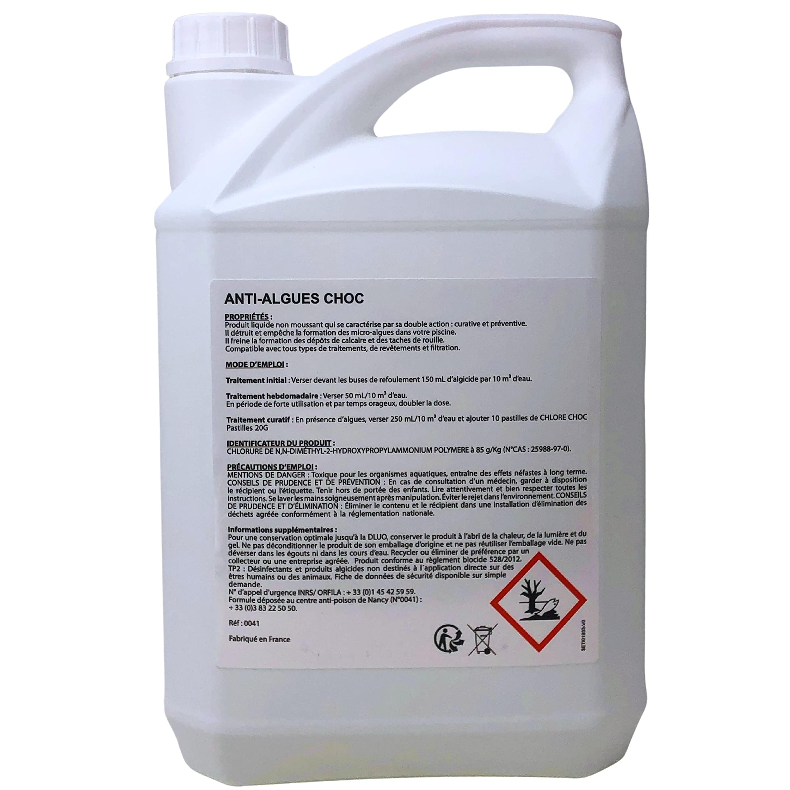 Algicide Anti-Algues Choc Piscine, rattrapage Eau Verte │Anti Eau Verte/Trouble, Traitement Anti-algues │Produit Double Action, Action d’Urgence Contre Les algues (5L)
