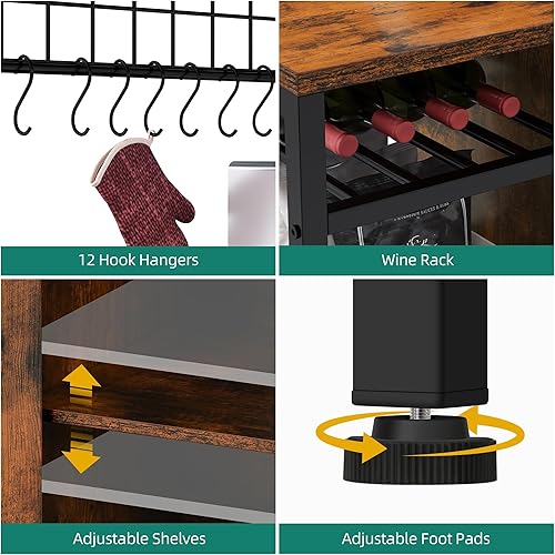 Miniatura 5 de YITAHOME Soporte grande para microondas de 39 pulgadas con toma de corriente, estante de almacenamiento independiente para electrodomésticos con
