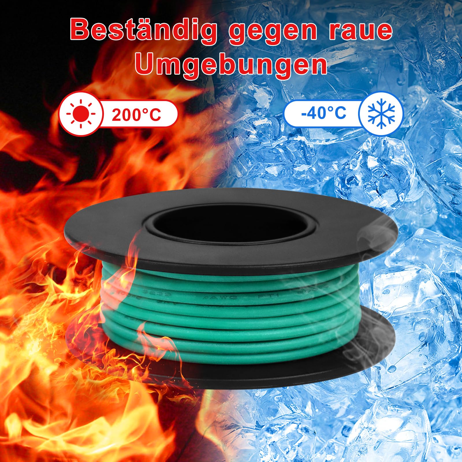 LightingWill 20 AWG 0,5 mm² silikonowy kabel elektryczny zestaw w 8 kolorach, 15 m na rolkę drutu plecionego, elastyczny ocynkowany kabel miedziany do DIY, samochodów, instalacji domowych i kabli