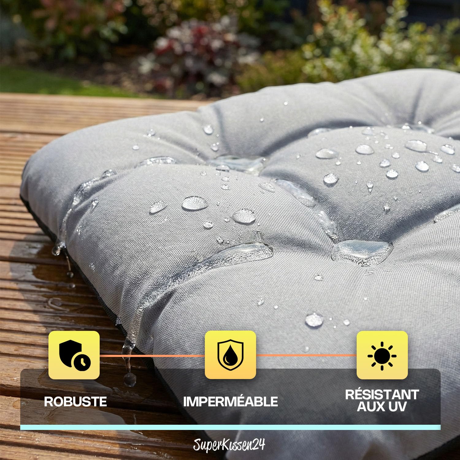 SuperKissen24. Coussin pour Chaise, Siège, Banc de Jardin, Canapé - Lot de 8 Coussins 45x45 cm - Bain de Soleil - Intérieur/Extérieur – imperméable - Exotic