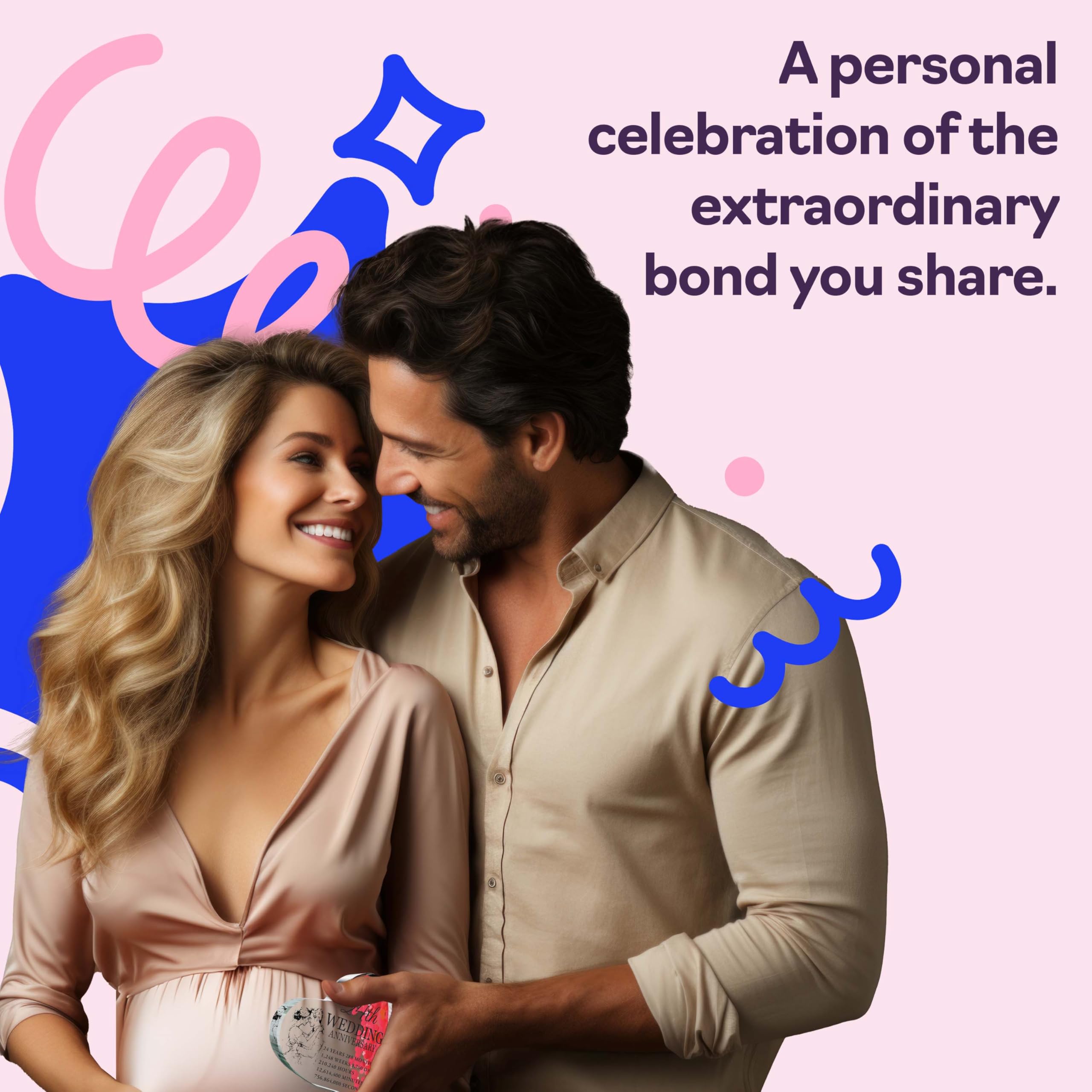 24th Anniversary Plaque Gifts for Wife Husband, Happy 24th Wedding Anniversary - Image 4