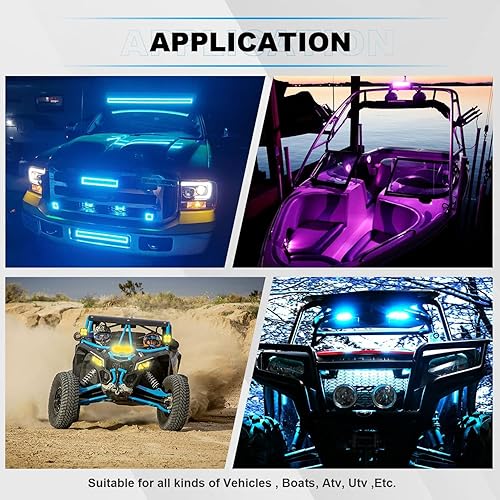 Miniatura 8 de ASLONG 4 módulos LED de 4 pulgadas, barra de luz de inundación con halo RGB de persecución multicolor, 16 colores sólidos más de 92 modos