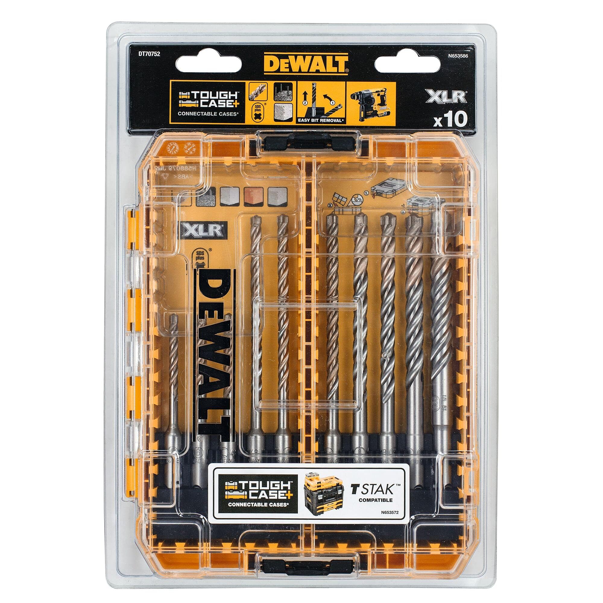 DEWALT Coffrets 10 Piece Forets Xlr Sds Plus Tête en Carbure
