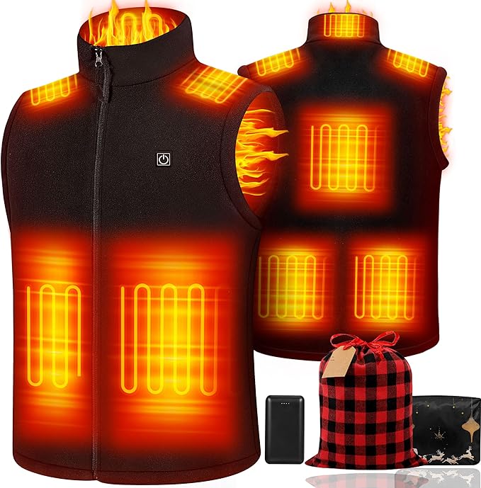KUOFENV Heated Vest Women Men with 20000mAh Battery Pack, Fleece Heating Vests for Cycling, Camping, Hiking & Hunting