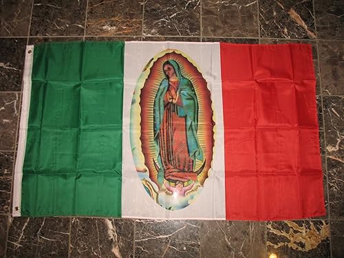 Bandera de MĂ©xico Virgen MarĂa Guadalupe 3 X5 Banner latĂłn ojales Bandera de MĂ©xico Virgen MarĂa Guadalupe 3 X5 Banner latĂłn ojales