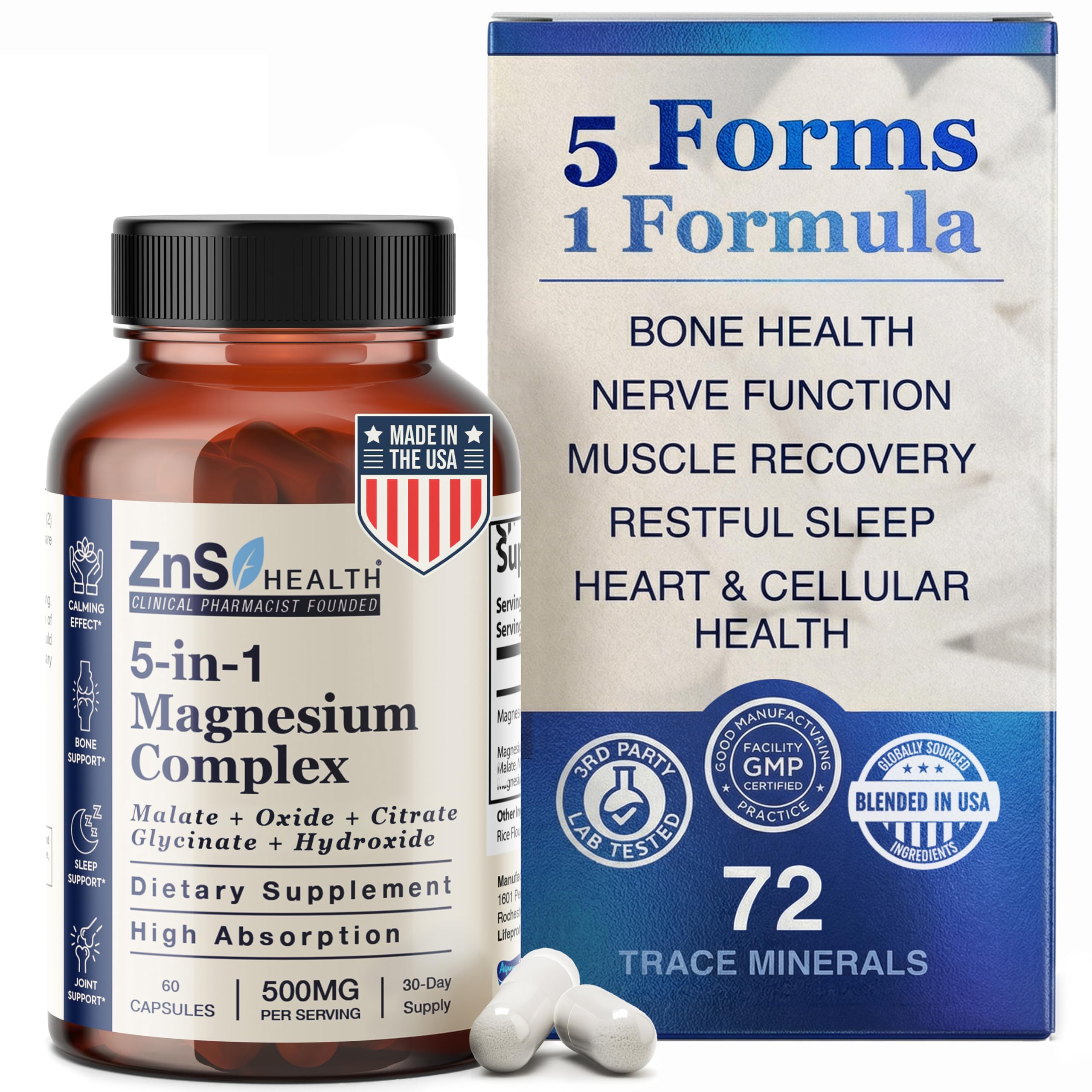 ZnS Health Complexo de Magnésio 500 mg 60 cápsulas