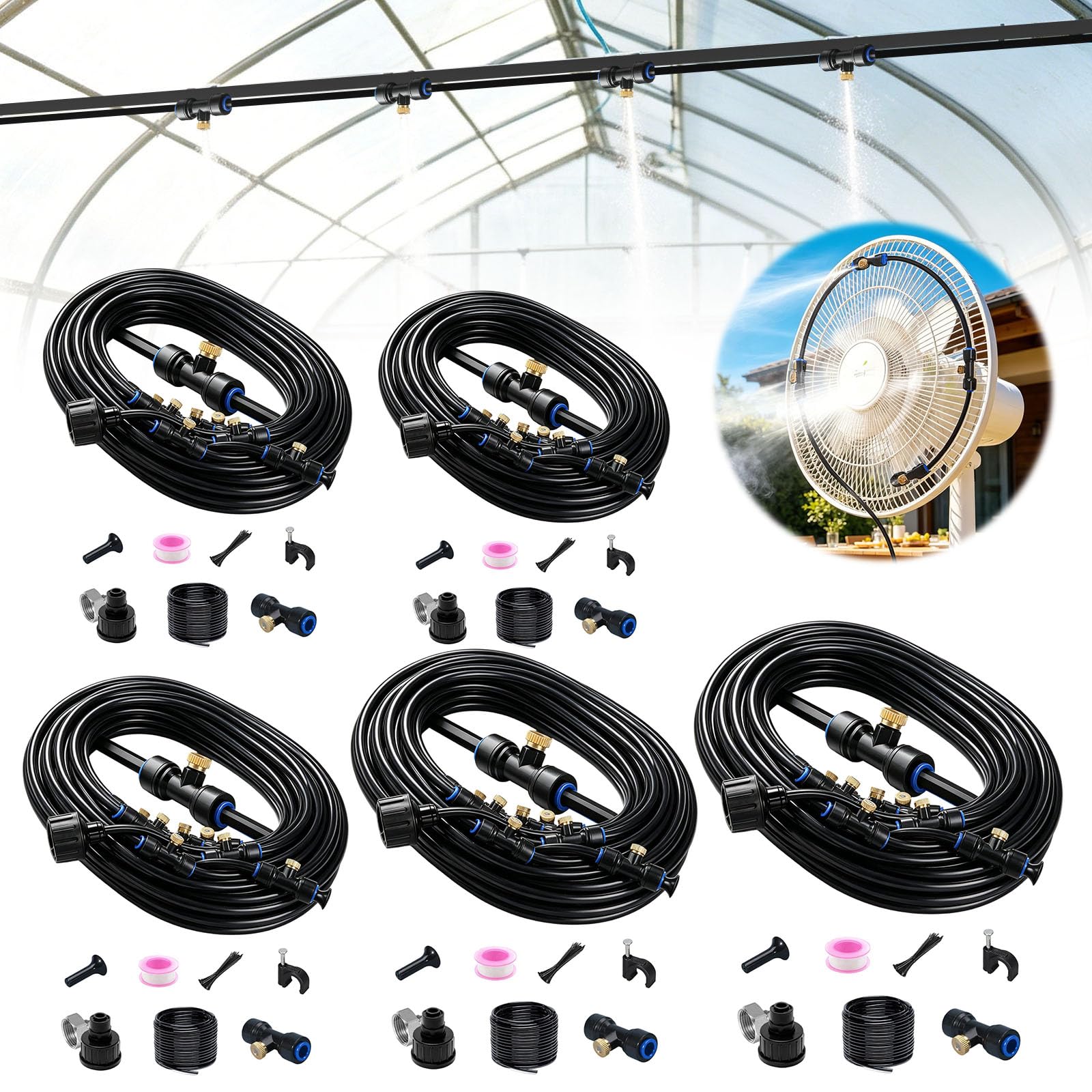 Générique Brumisateur Terrasse Exterieur Kit D’Irrigation Système De Brumisateur Extérieur Système De Refroidissement Extérieur Parbrumisateur pour Terrasse Brume Jardin Serre Piscine Parasols,12M