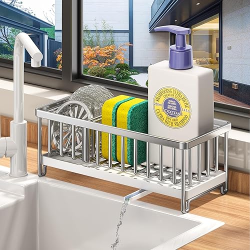 Organizador para fregadero de cocina, soporte de esponja para fregadero de cocina, organizador de esponja de platos con divisor, resistente al óxido disponible en Yaxa El Salvador