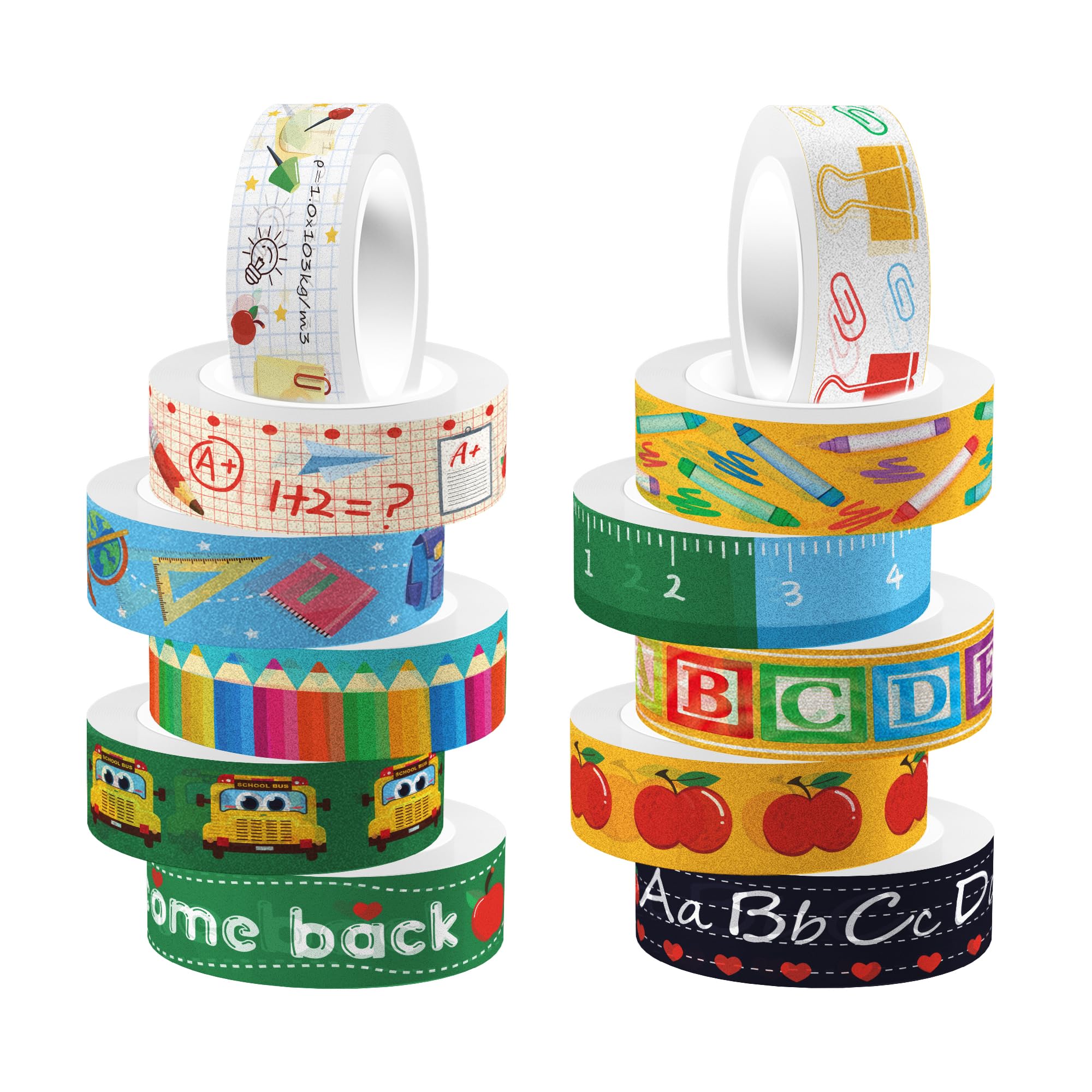Back to School Washi Tape 12 Rolls Washi Tape Set Patriotic Packing Tape School Washi Masking Tape Decorative Paper Stickers Decorative tape for Gifts