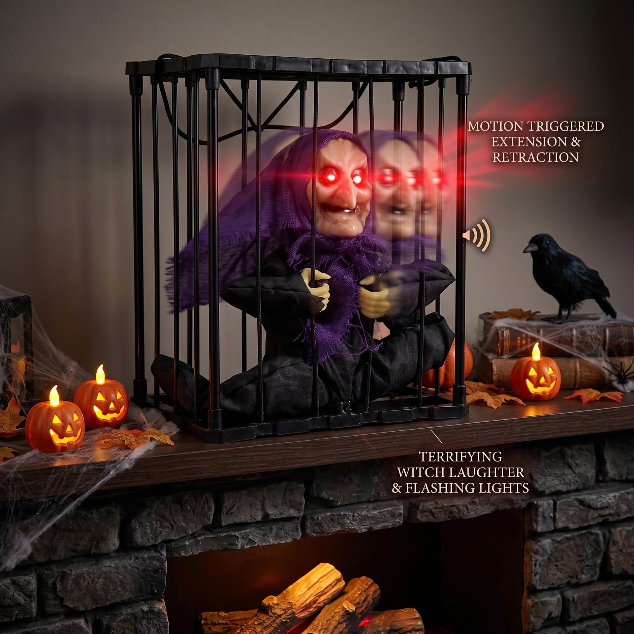 Decorazioni di Halloween attivate dal movimento con luce rossa e suono