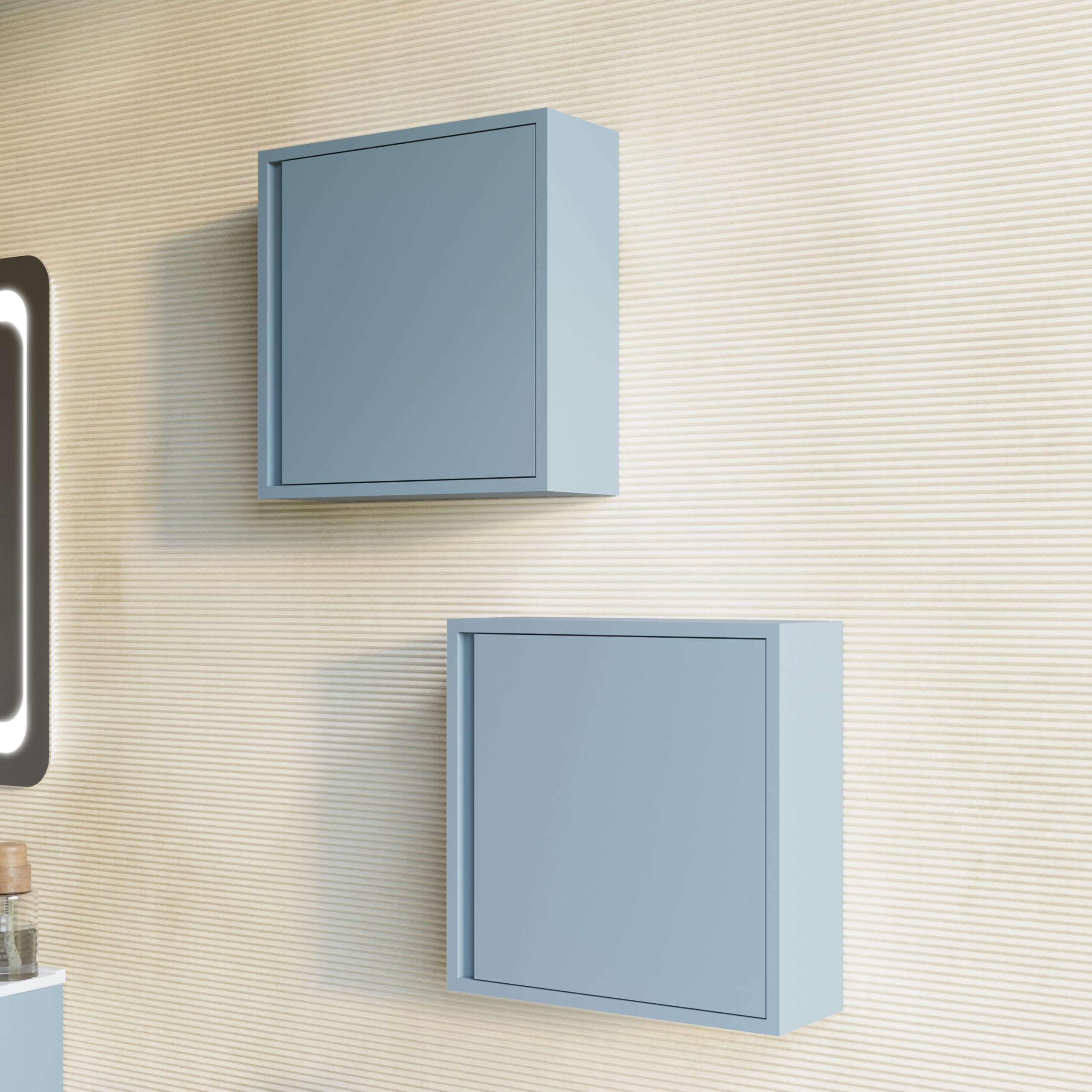 Kiamami Valentina - Pensile Cubo Sospeso Per Bagno 39Cm Con Anta Celeste Opaco | Monaco