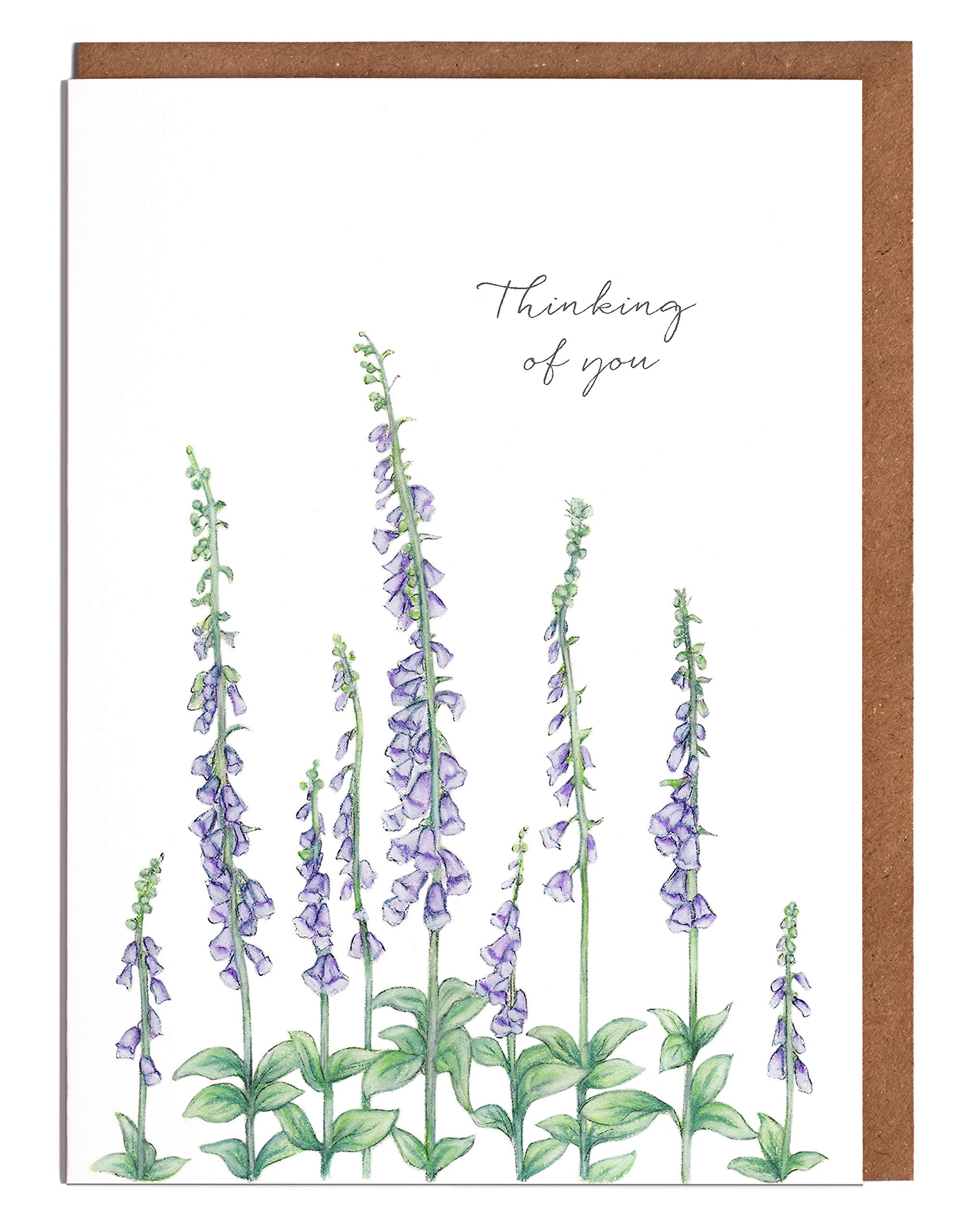 Lottie Murphy Foxgloves Floral Thinking of You Card - 'Thinking of you' - Sympathy Card - Card for Her