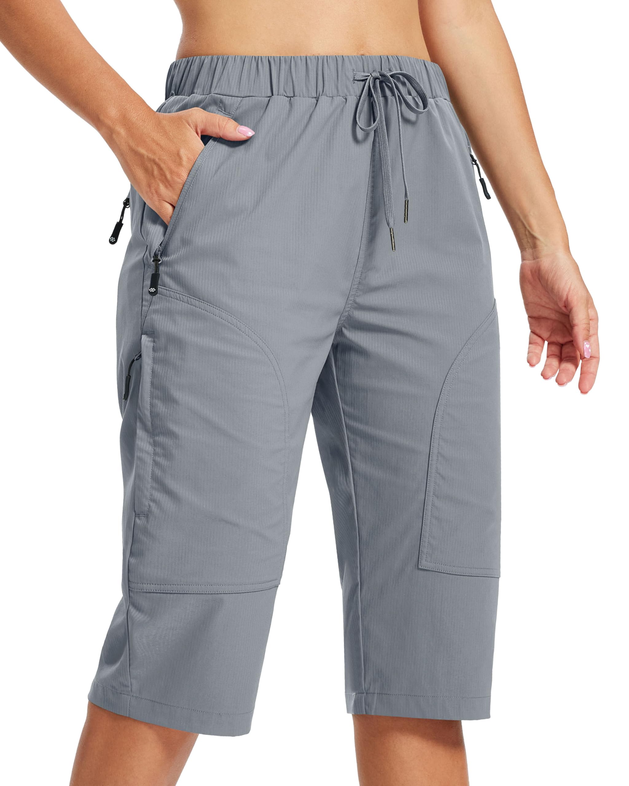 MoFiz Pantalones Cortos de Trekking Mujer Bermudas Secado Rápido 3/4 Pantalones de Senderismo Acampada Marcha Safari Deporte Shorts con 5 Bolsillos — view 12