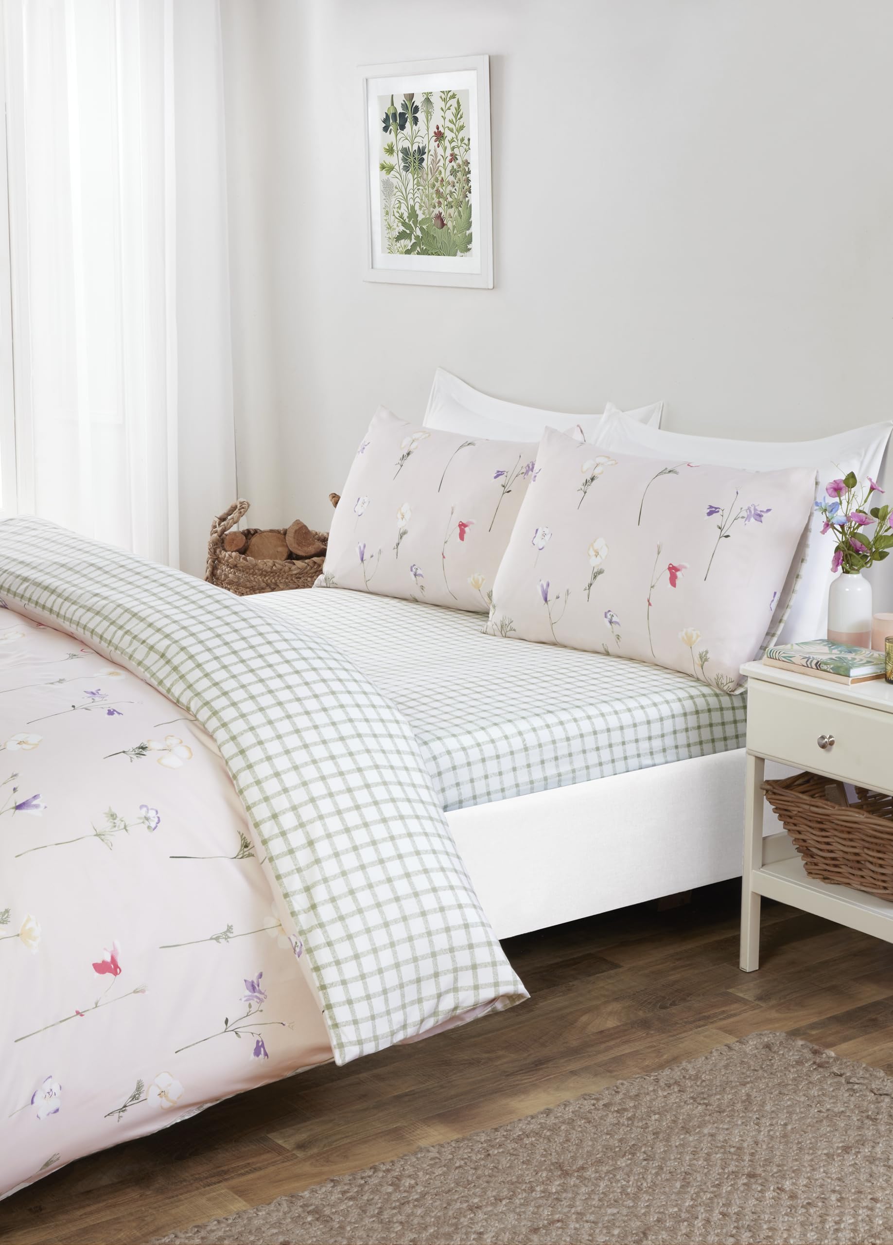 Rapport home Niamh Microfibre Full Bedding Set Double Multi Reversible Duvet Cover, Fitted Sheet with matching Pillowcases