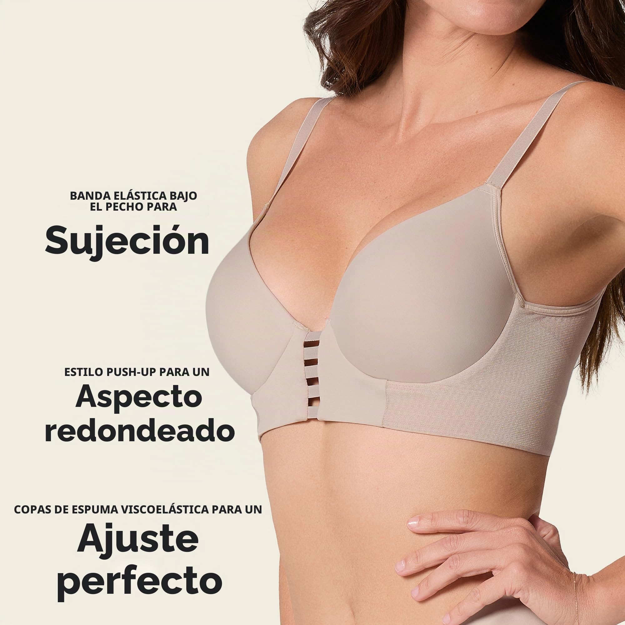 Leonisa Sujetador Triangular de Push up Alto y Buen cubrimiento Memory Bustier