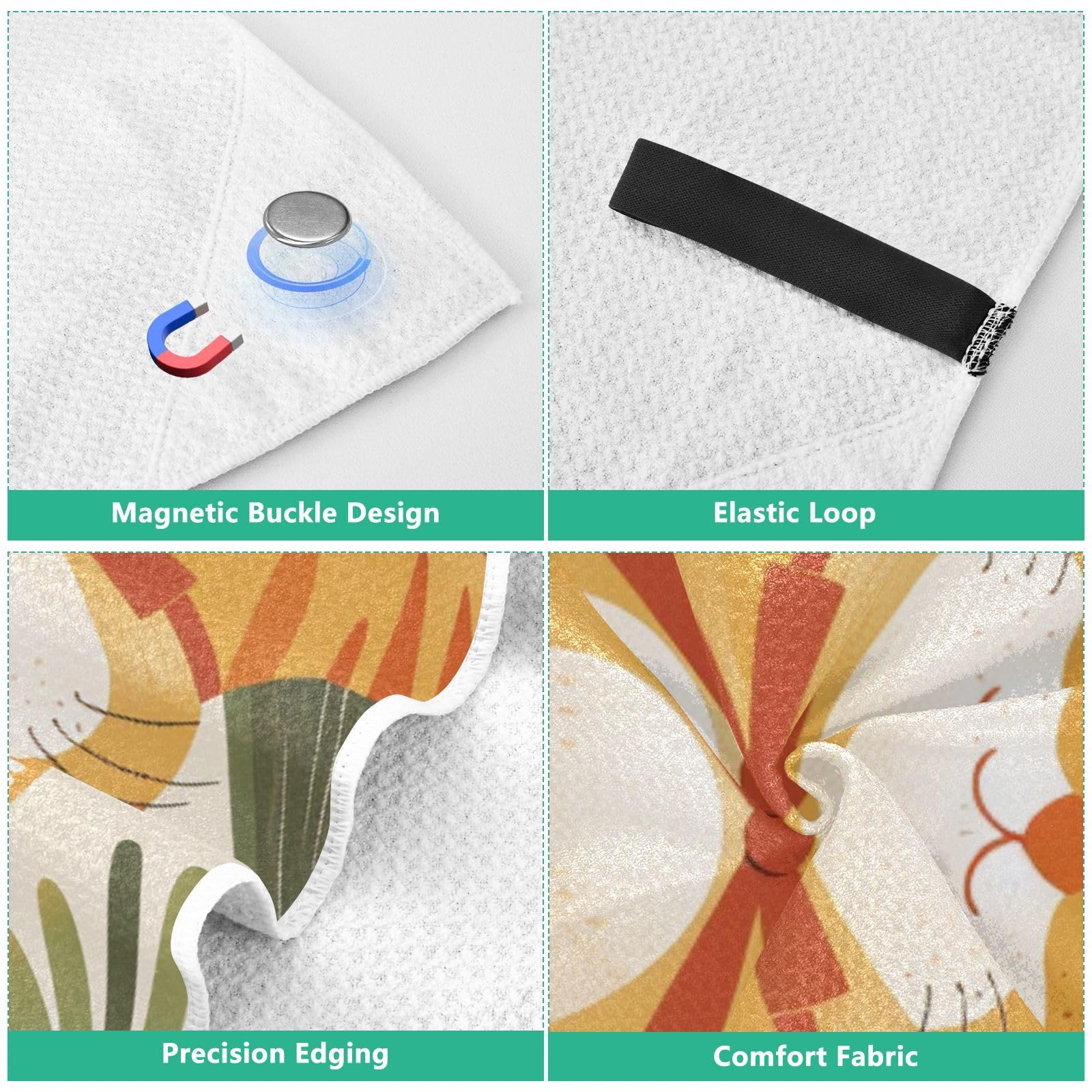 Grandes serviettes de plage avec sacs en maille pour adultes, motif chat heureux dans un hamac, serviette de bain avec fermeture magnétique, anti-sable, serviette à séchage rapide pour piscine