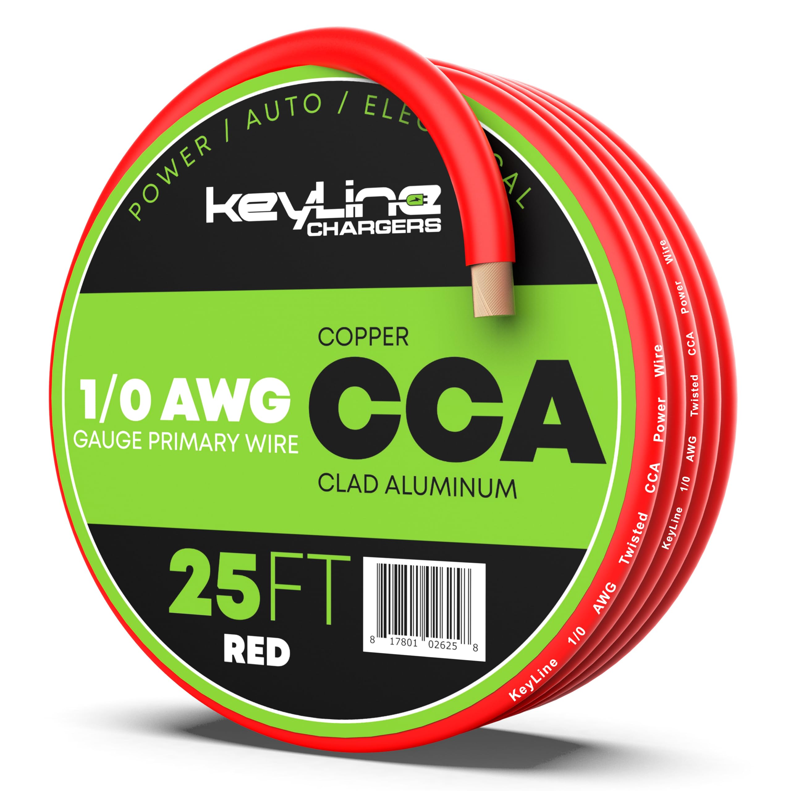 1/0 Gauge Amp Wire - 25ft Red | Best Used for Battery Cable, Marine Speaker Wiring, Solar Systems for RV Trailer, Car Audio Speaker, 8 AWG Automotive