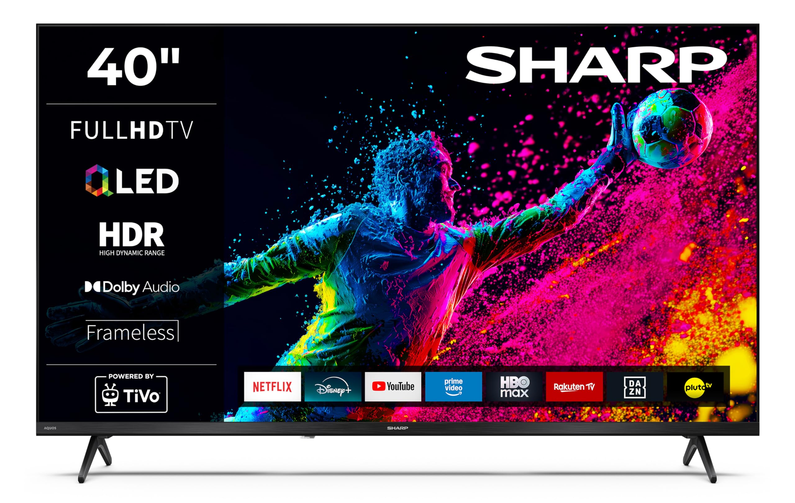 Sharp 40HE3745E QLED Fernseher 40 Zoll Smart TV Powered by TiVo - HDR Fernseher mit Full HD Auflösung und Triple-Tuner, QLED TV (2026)