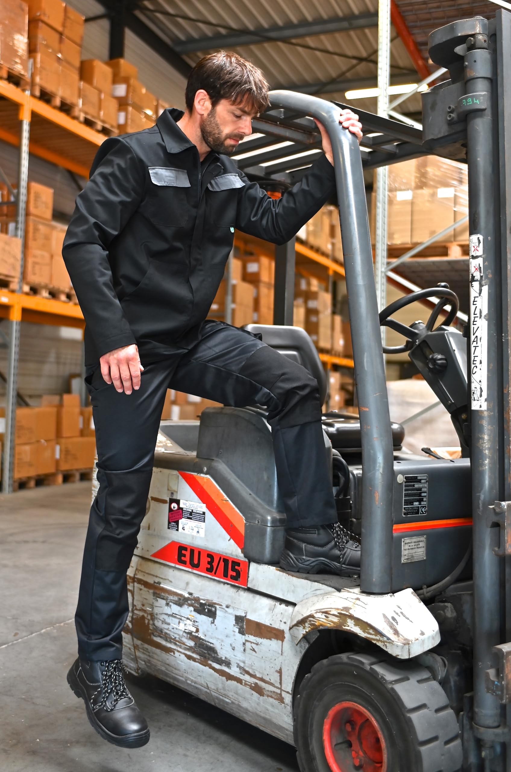 Pantalon de Travail avec Poches Genouillères, 65% Polyester Recyclé/35% Coton, 80 cm Entrejambe