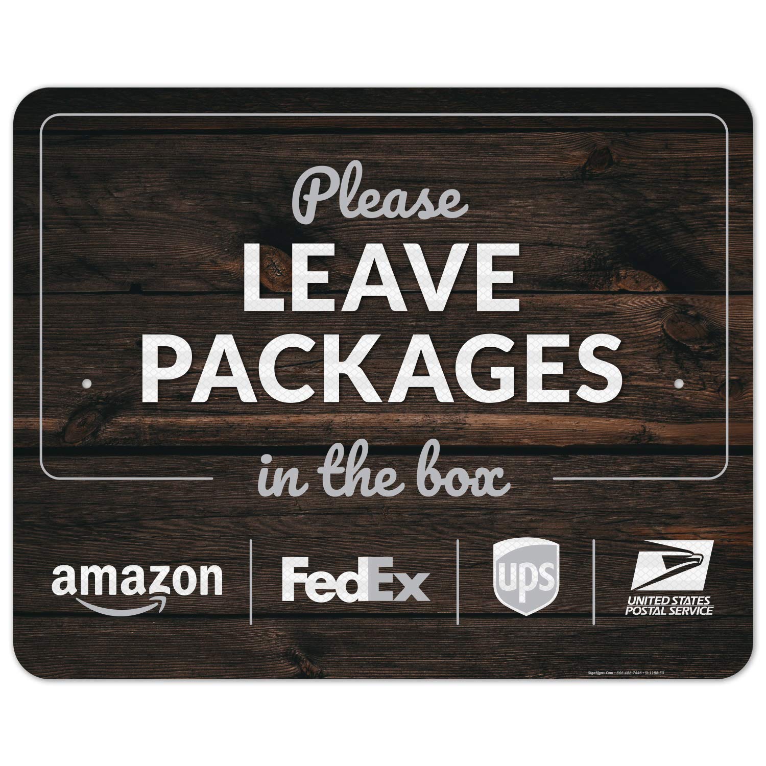 Package Delivery Sign, Please Leave Packages in The Box Wood Background, 24x30 Inches, 3M EGP Reflective .080 Aluminum, Fade Resistant, Indoor/Outdoor